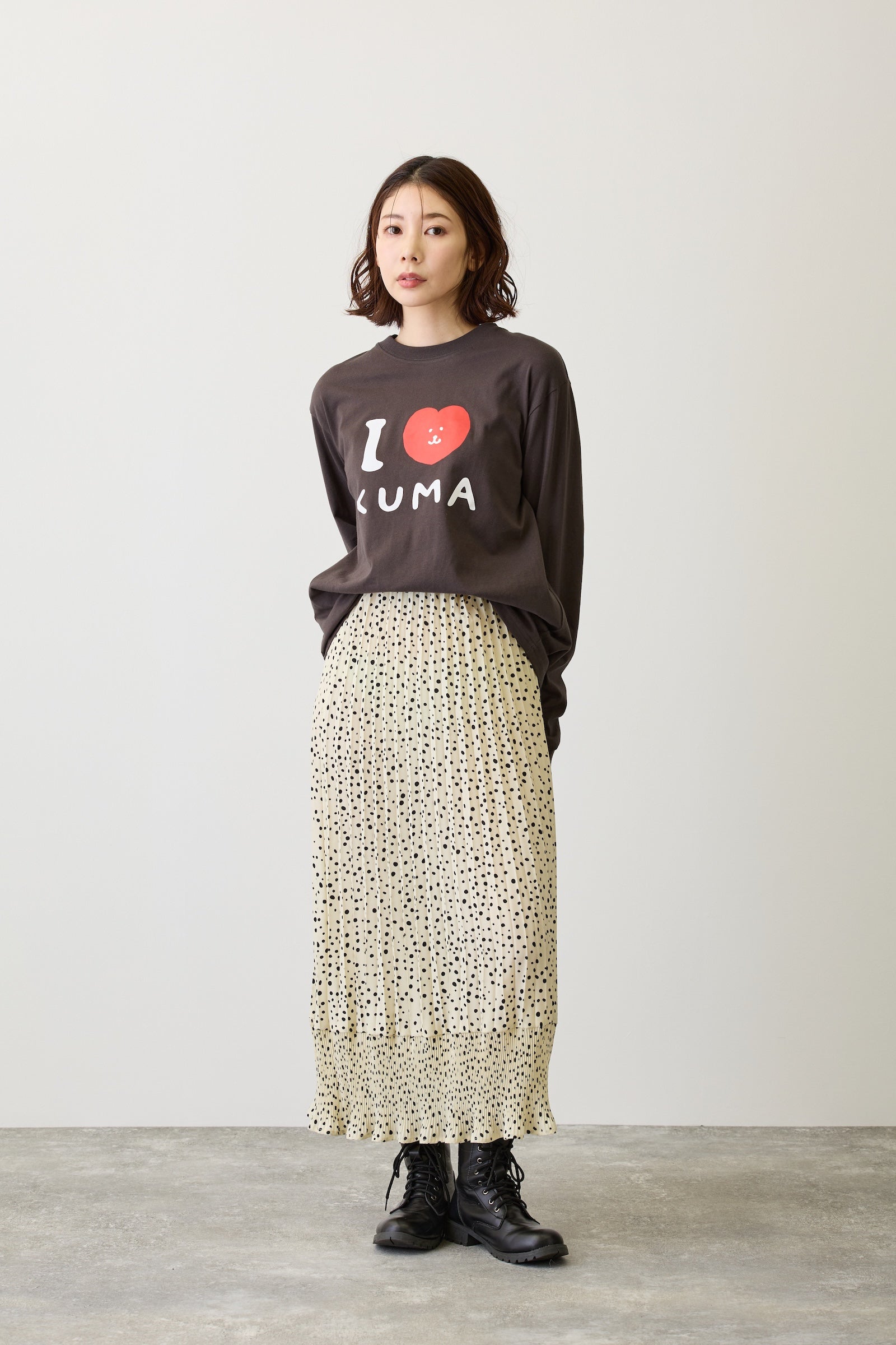 ナガノキャラクターズ 長袖Ｔシャツ I LOVE KUMA スミ
