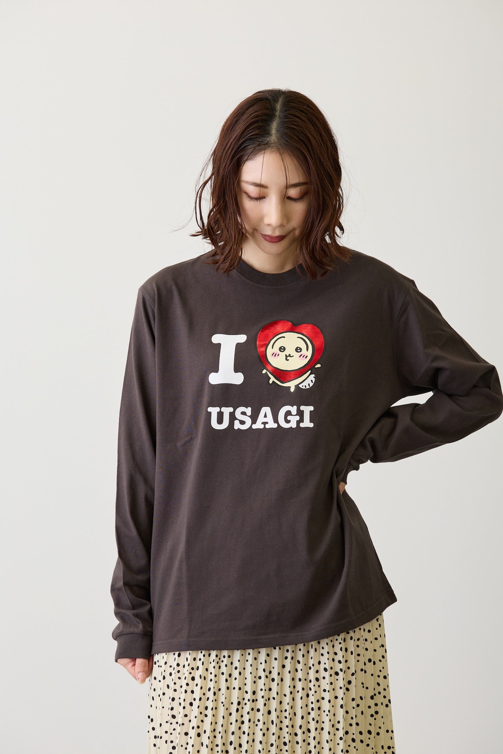 ちいかわ 長袖Tシャツ I LOVE USAGI スミ