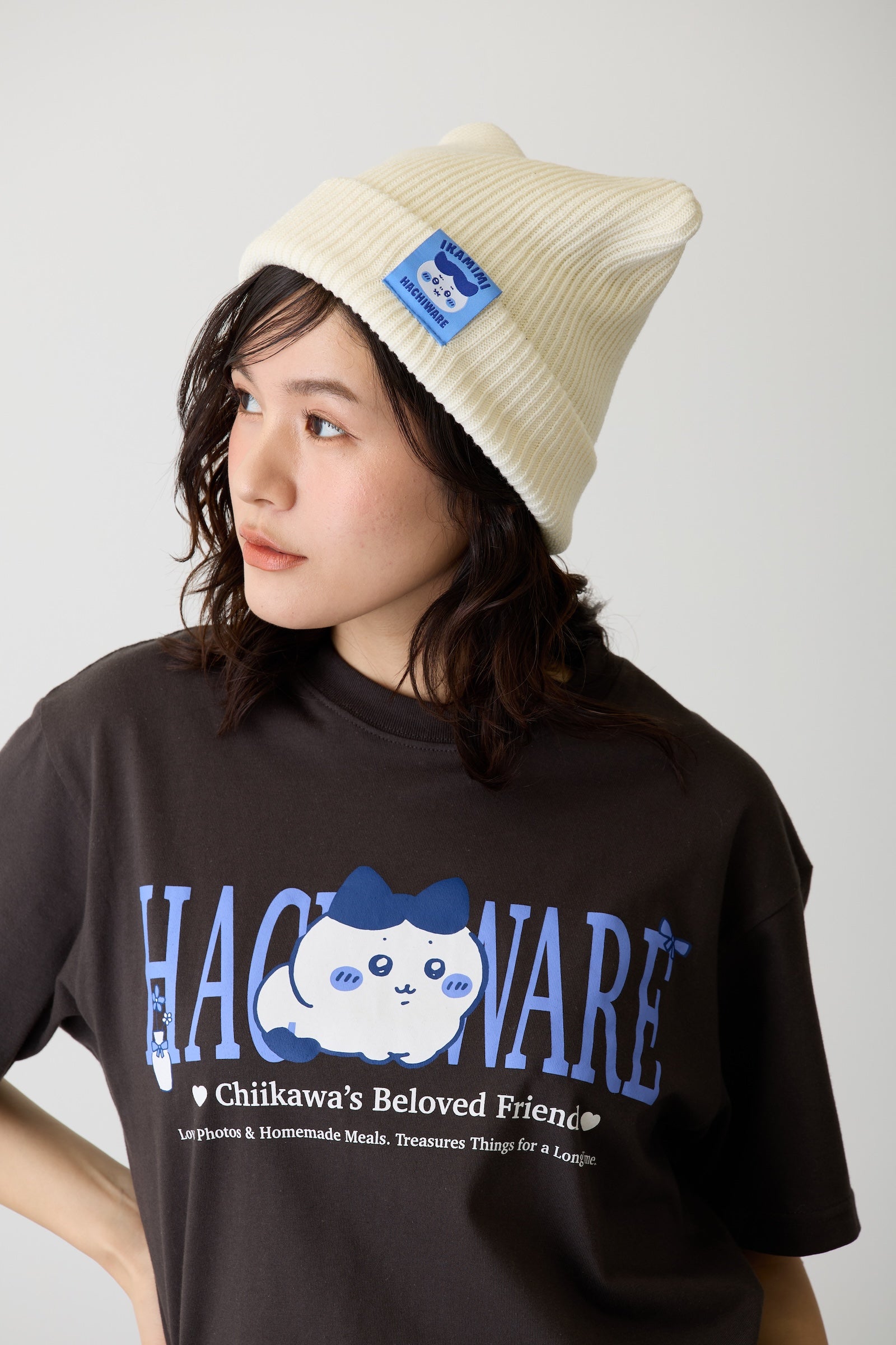 ちいかわ ニットキャップ ハチワレシリーズ ホワイト