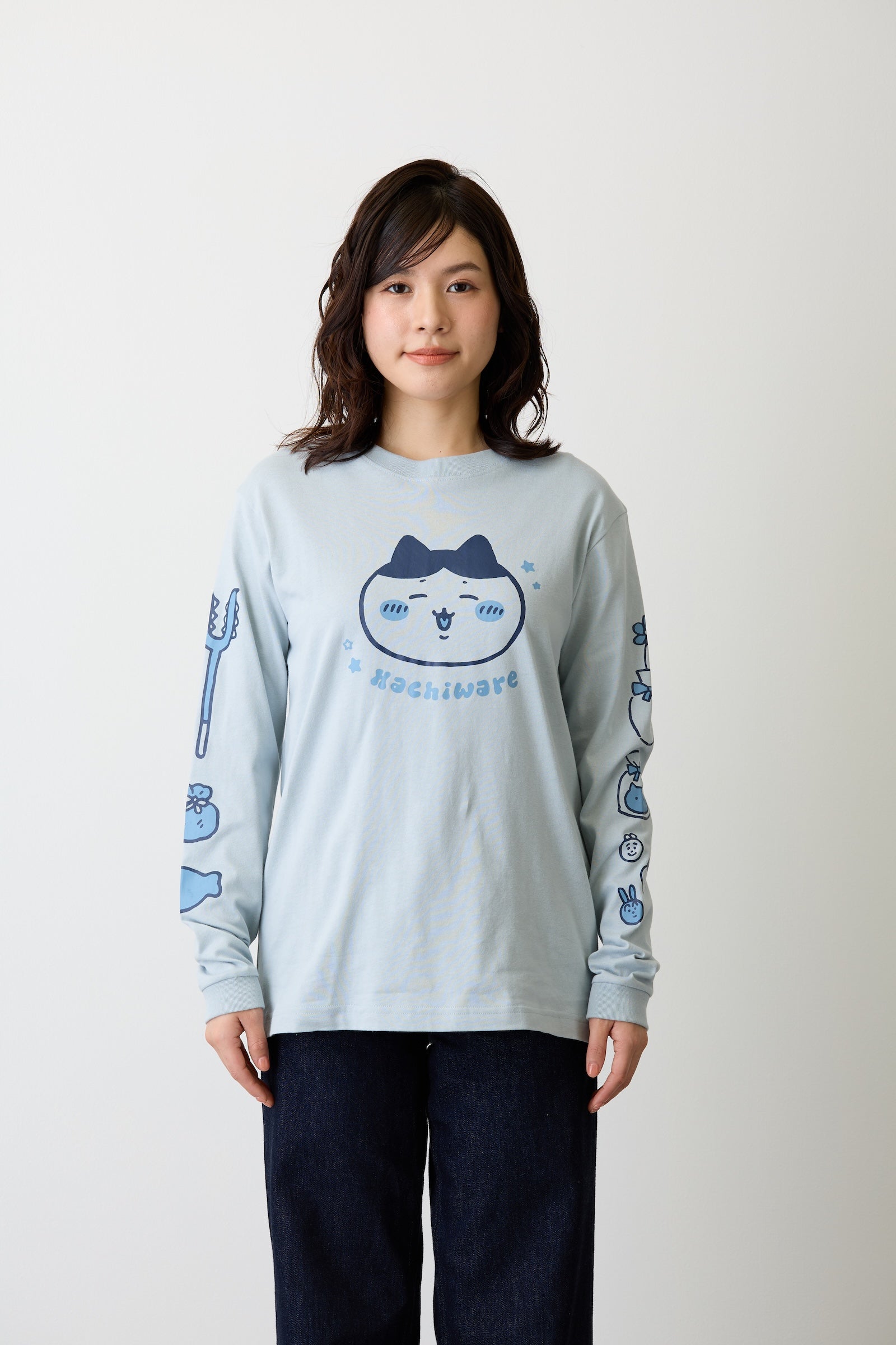 asknowas ちいかわ ハチワレ うさぎ スウェット ブルー ちいかわ／ゆるトレーナー: トップス｜ハニーズ公式通販