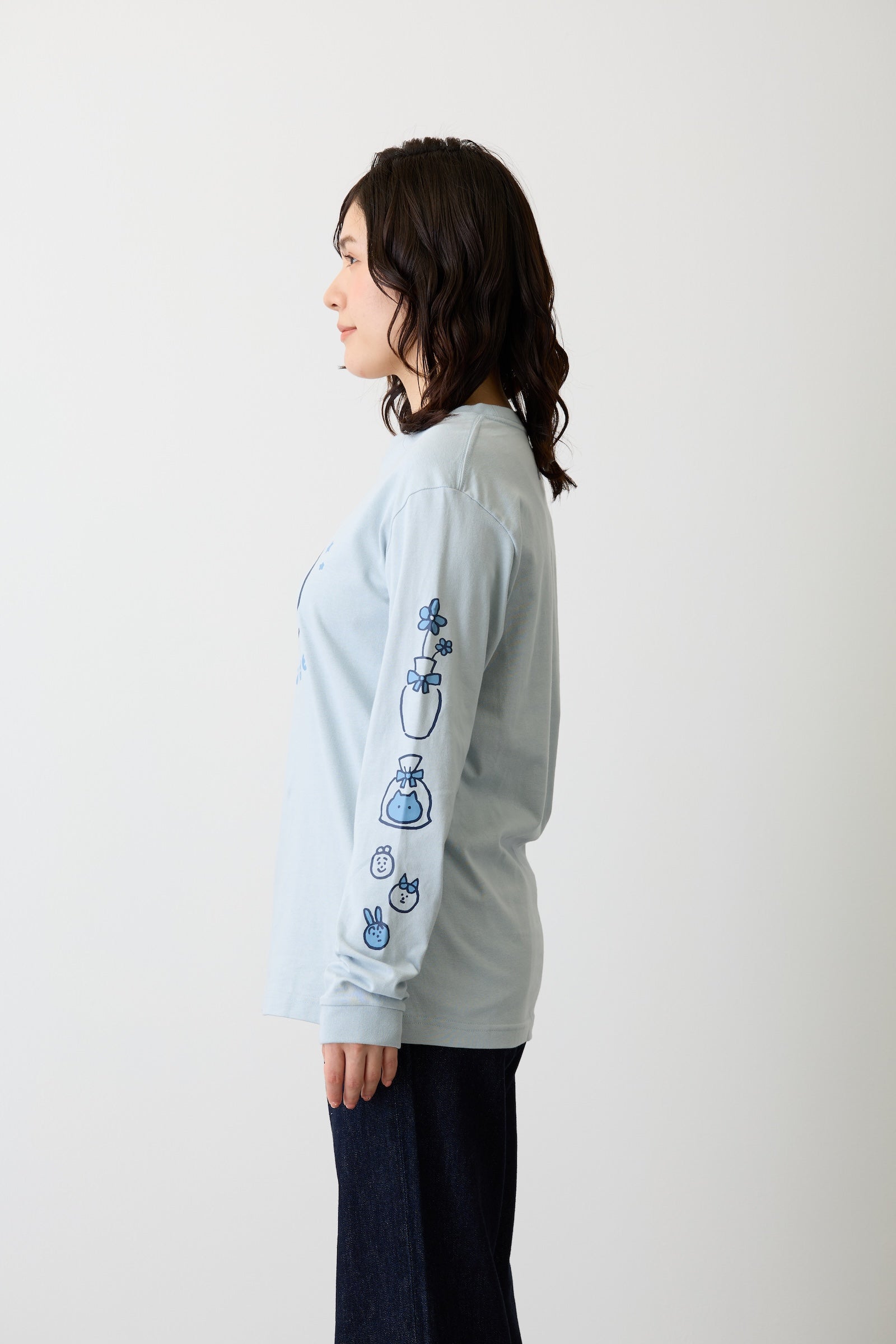 ちいかわ L/STシャツ ハチワレ アシッドブルー