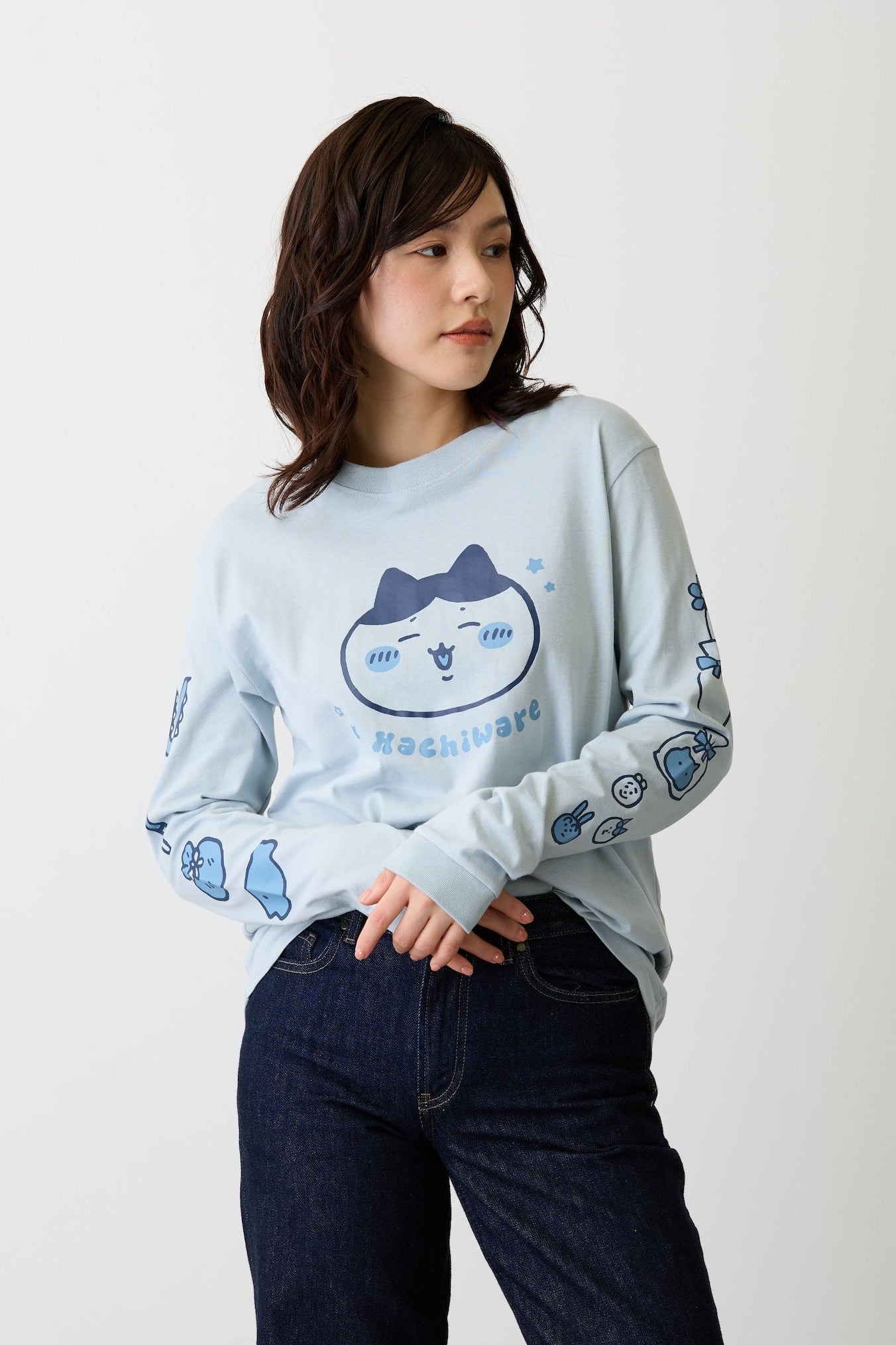 ちいかわ L/STシャツ ハチワレ アシッドブルー