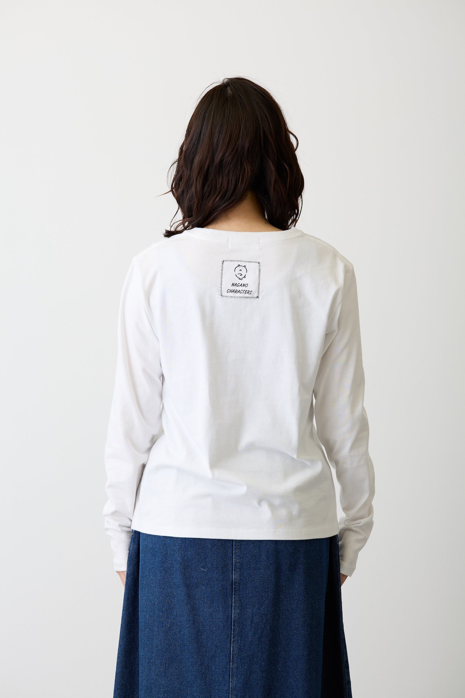 ナガノキャラクターズ 長袖Ｔシャツ モノクロなくま ホワイト