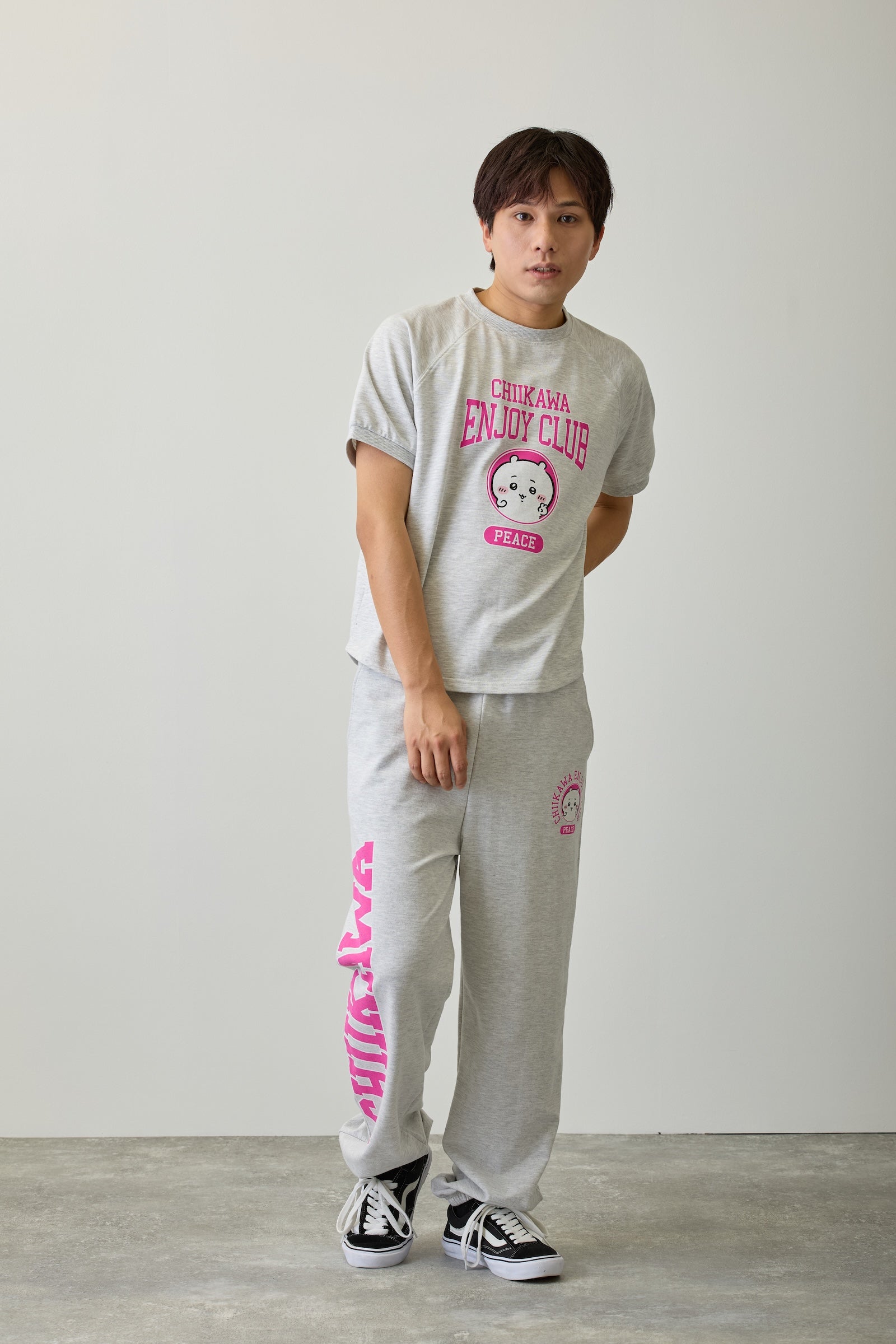 【2BUY10%OFF対象商品】ちいかわ スウェットパンツ ピース ちいかわ 杢グレー