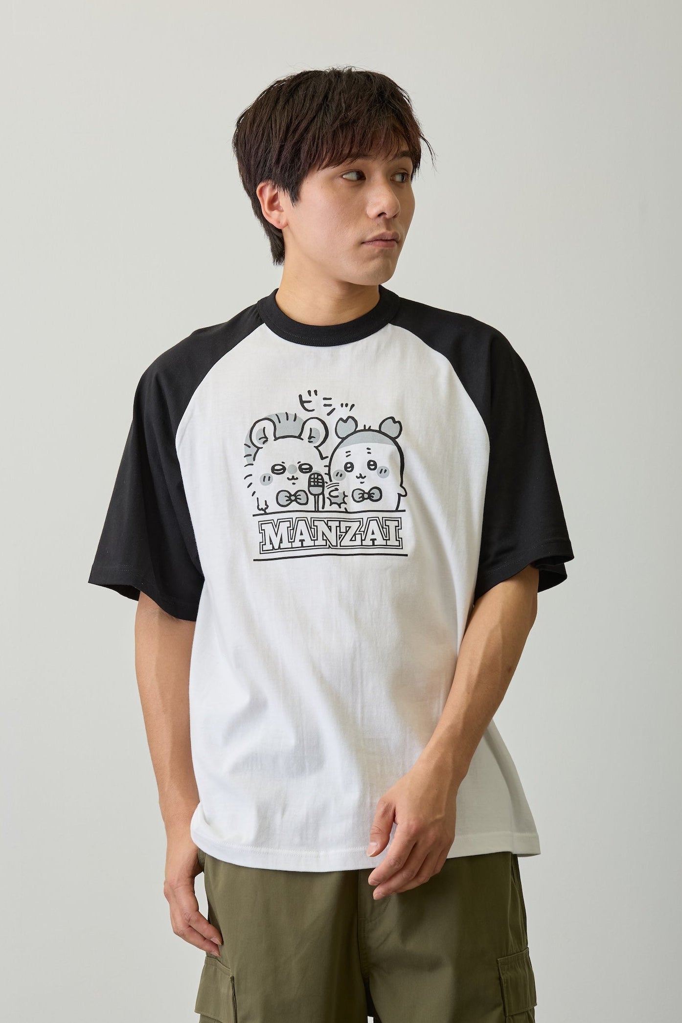 ちいかわ ラグランTシャツ 漫才 ホワイト/ブラック