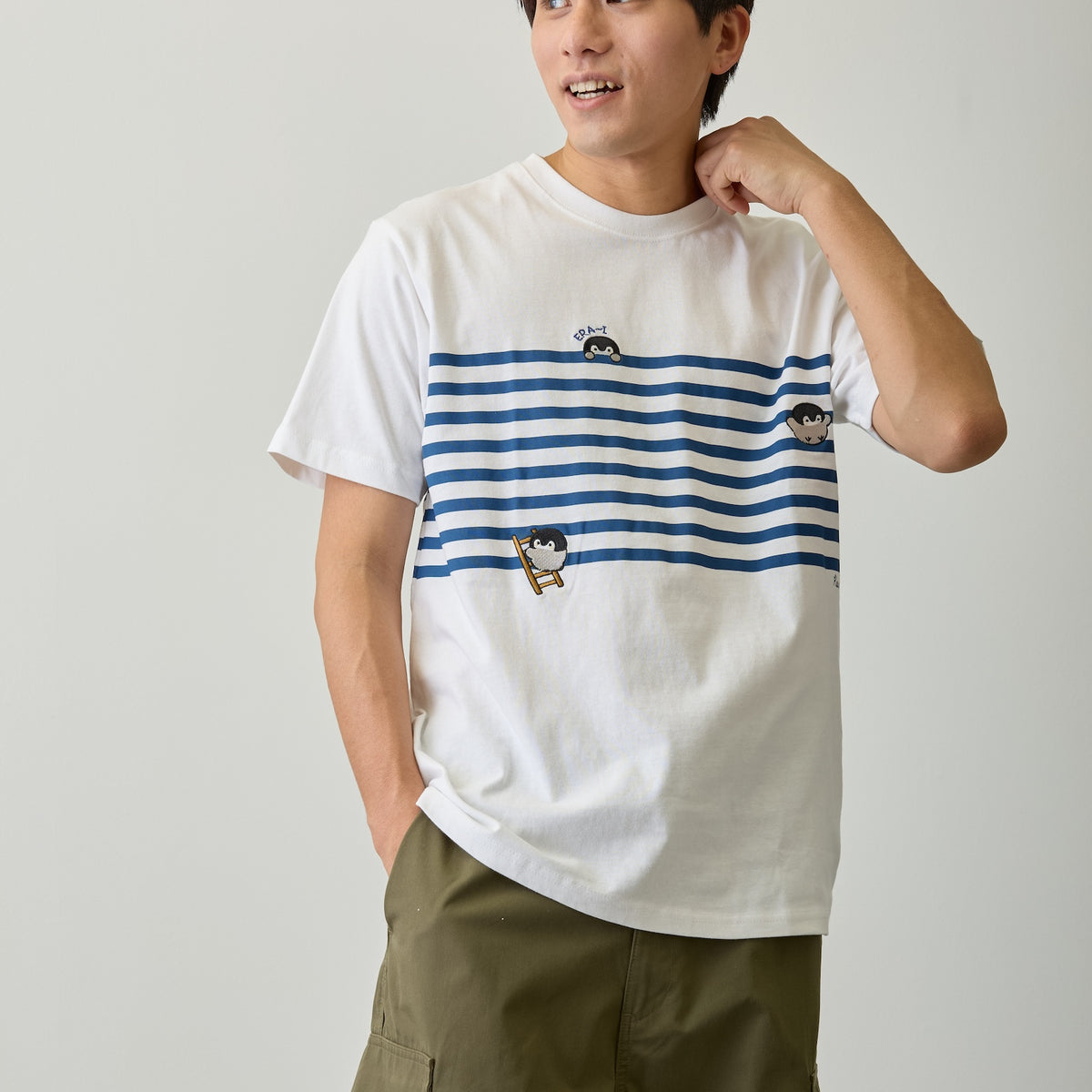 コウペンちゃん Tシャツ ボーダー ホワイト