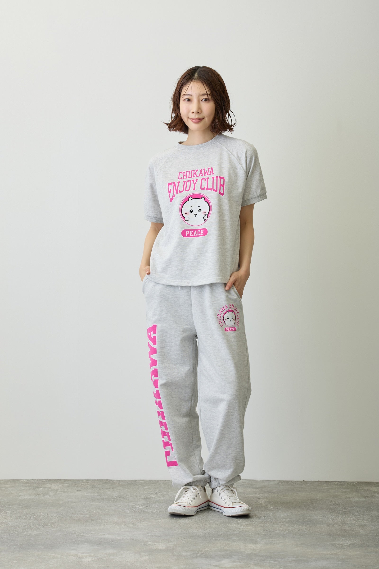 ちいかわ スウェットパンツ ピース ちいかわ 杢グレー