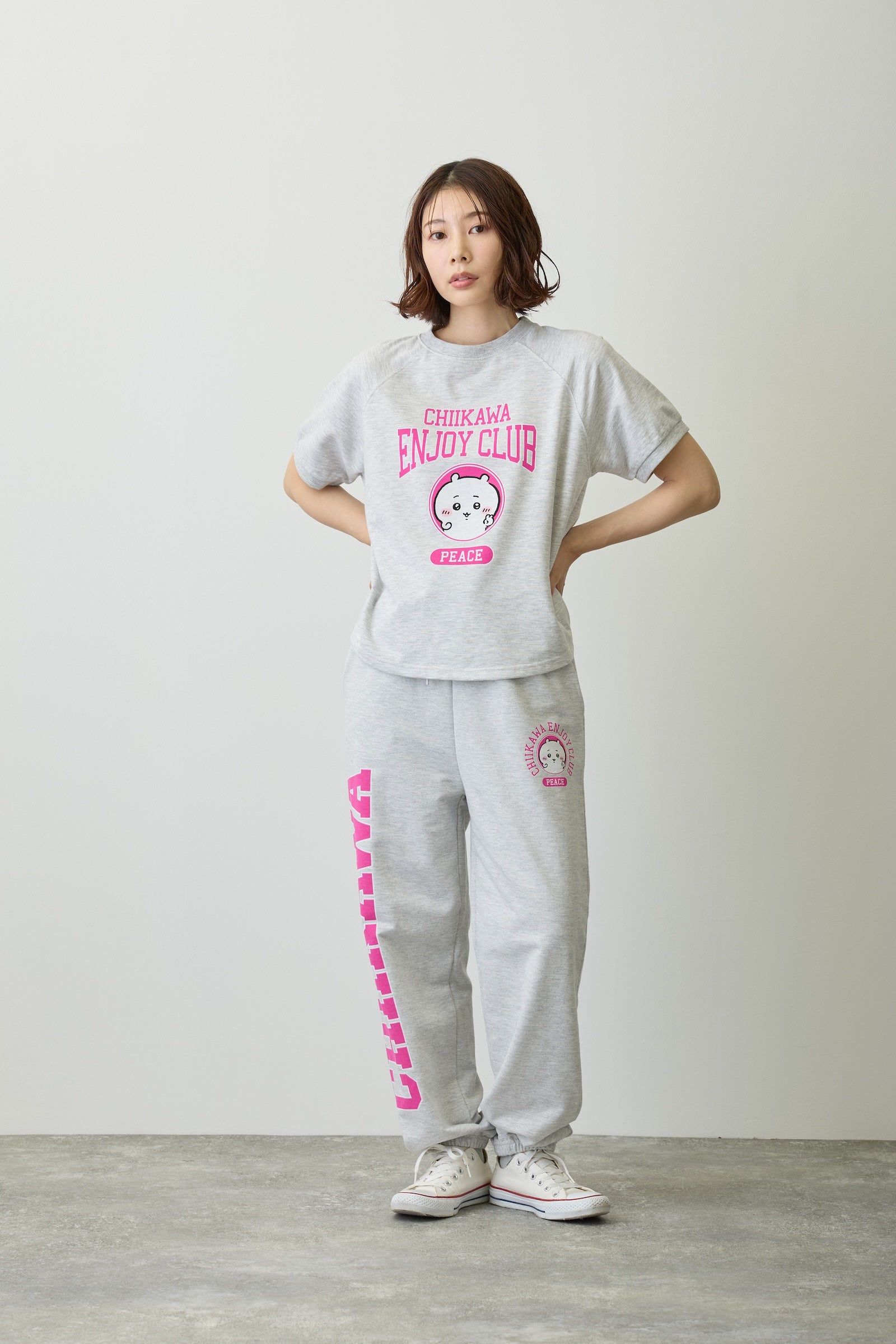 ちいかわ Tシャツ ピース ちいかわ 杢グレー