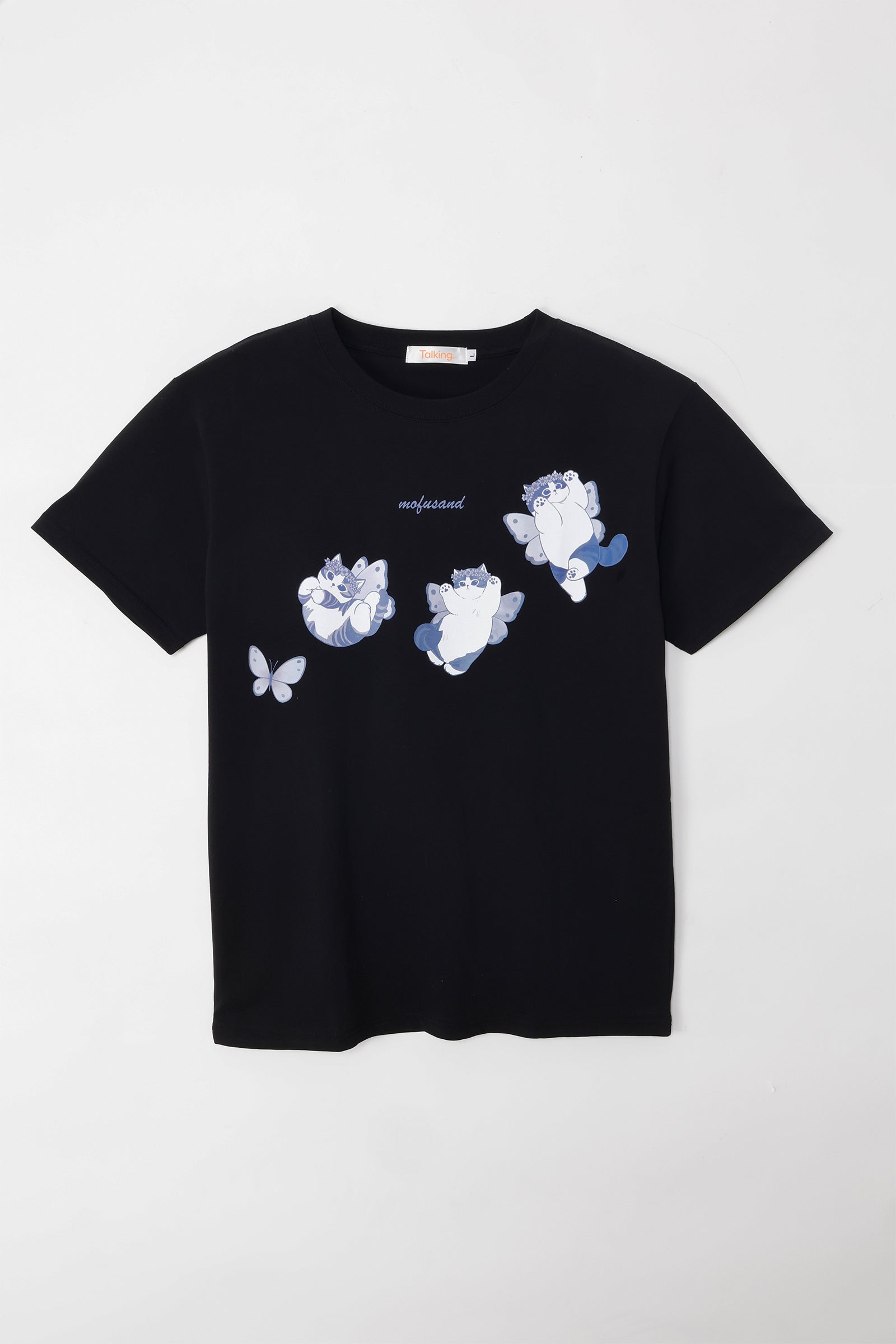 mofusand Tシャツ ちょうちょにゃん いろはねにゃん ブラック