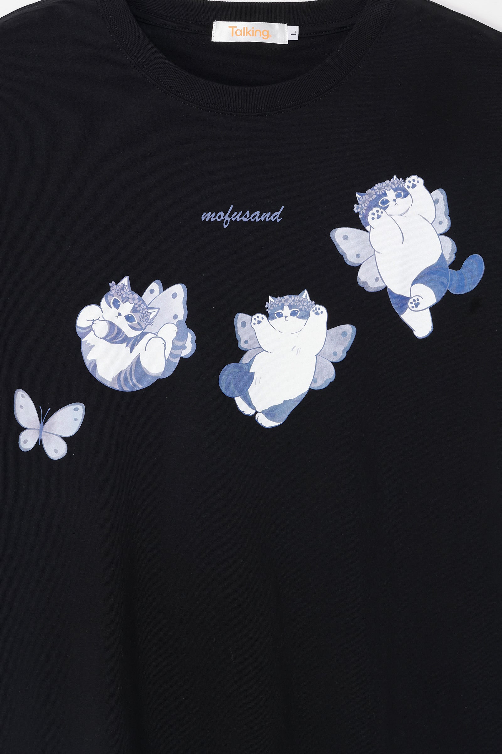 mofusand Tシャツ ちょうちょにゃん いろはねにゃん ブラック