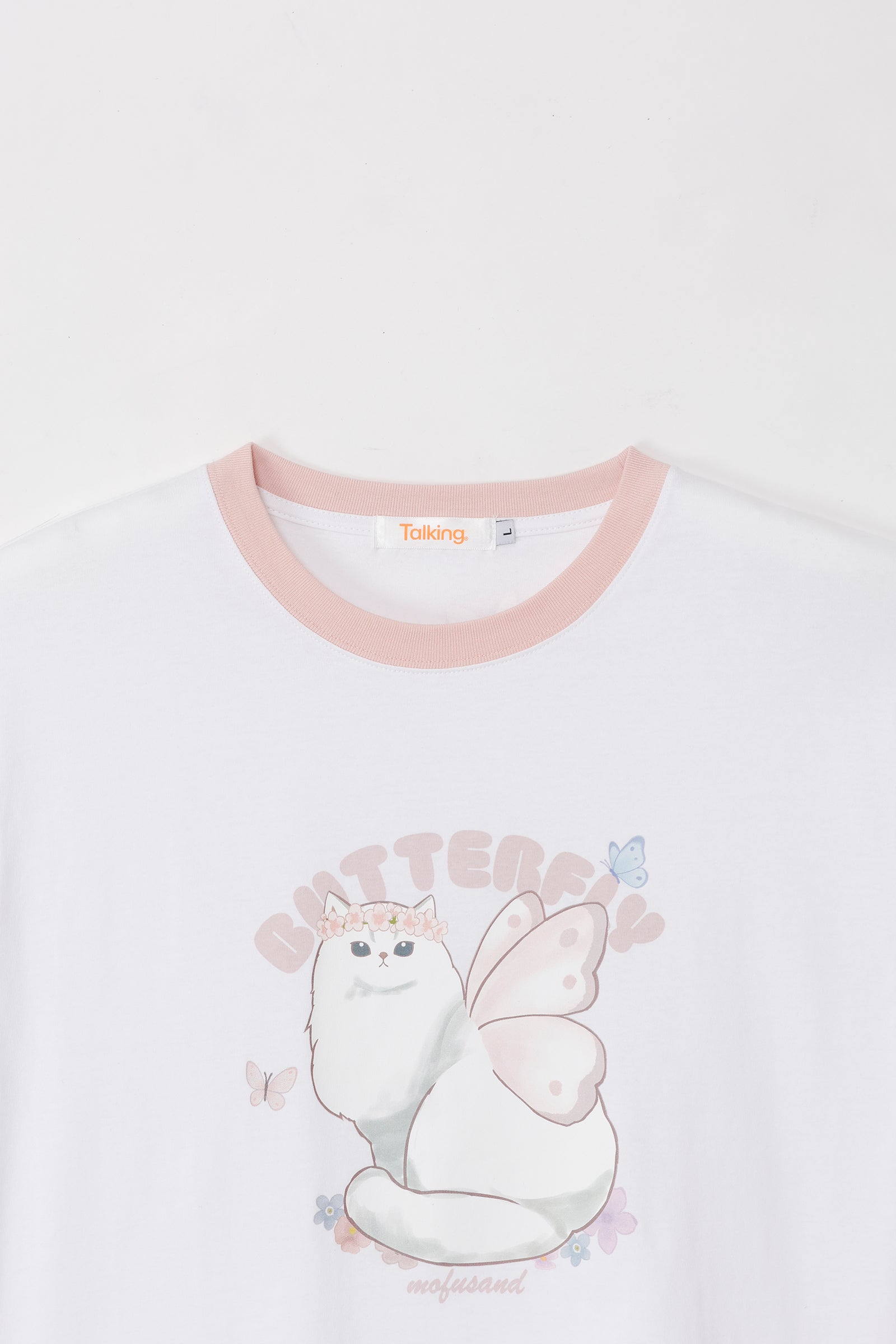 mofusand Tシャツ ちょうちょにゃん ももはねにゃん ホワイト