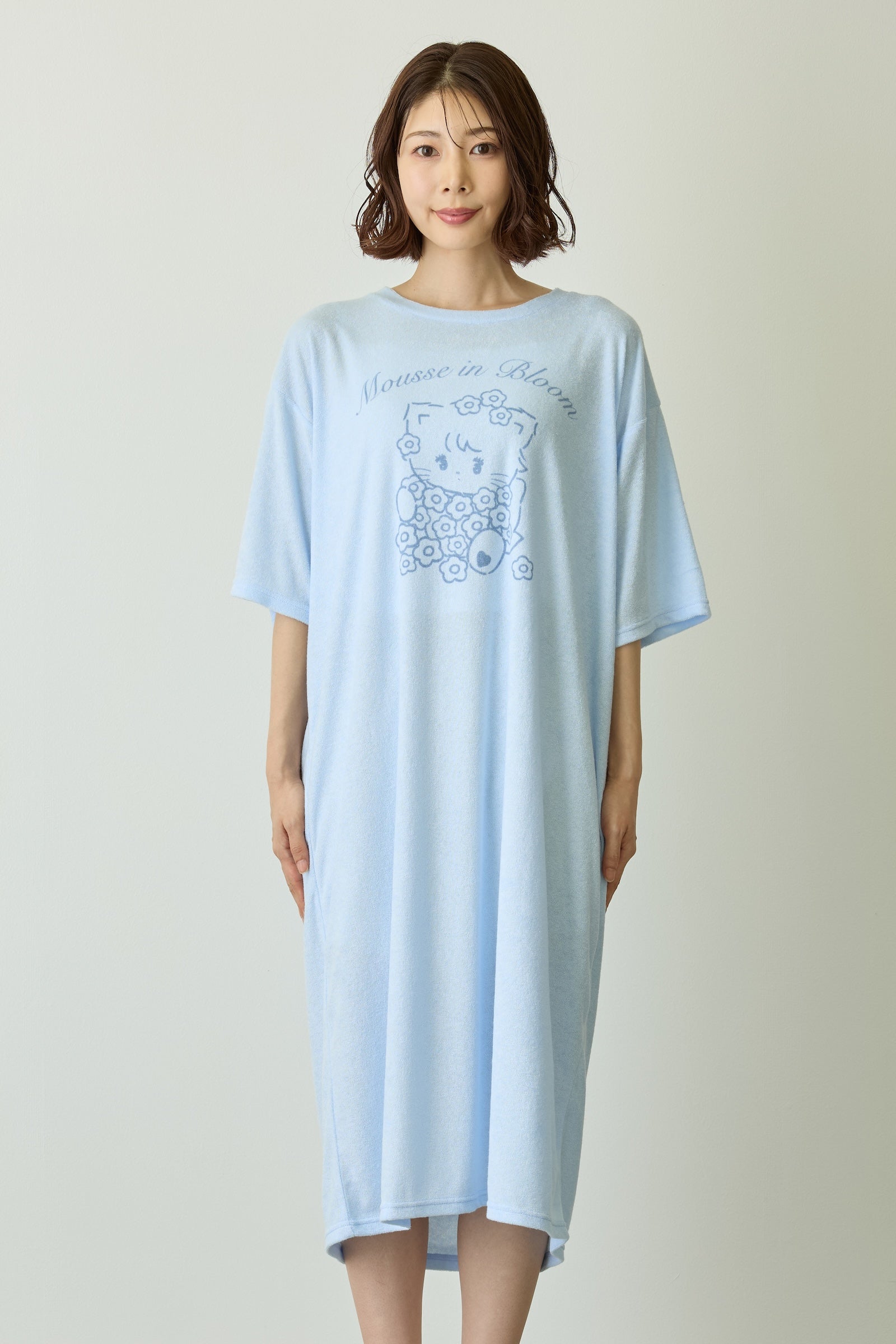 Lil ala mode ルームロングワンピース Bloom ムース ブルー