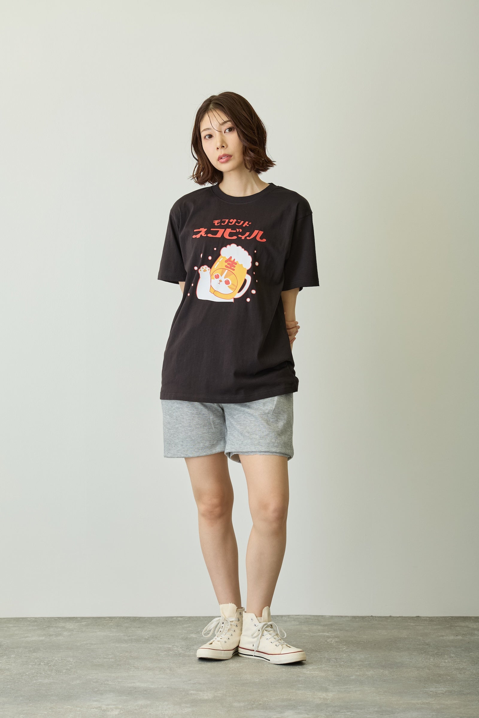 mofusand Tシャツ ネコビィル ブラック