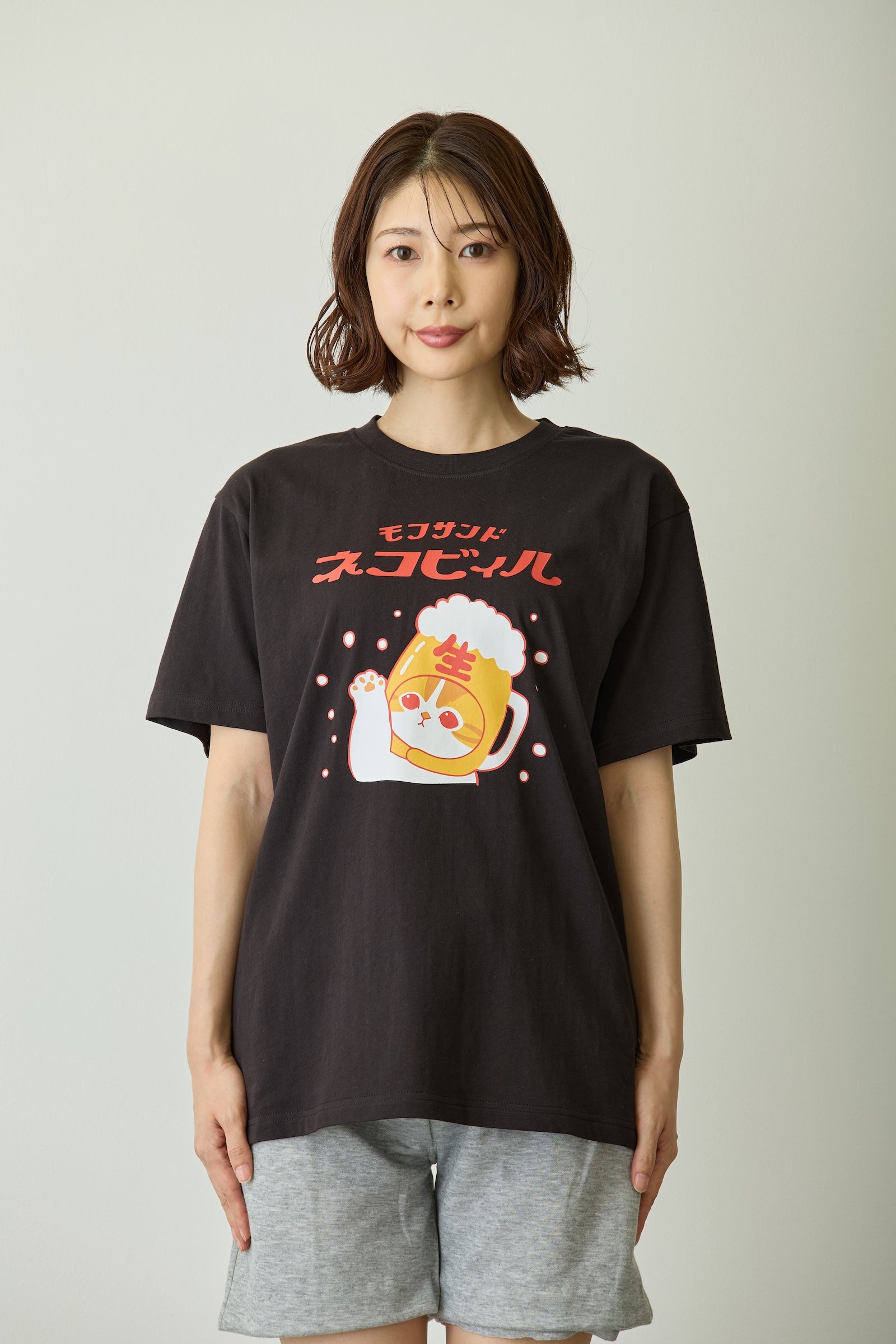 mofusand Tシャツ ネコビィル ブラック