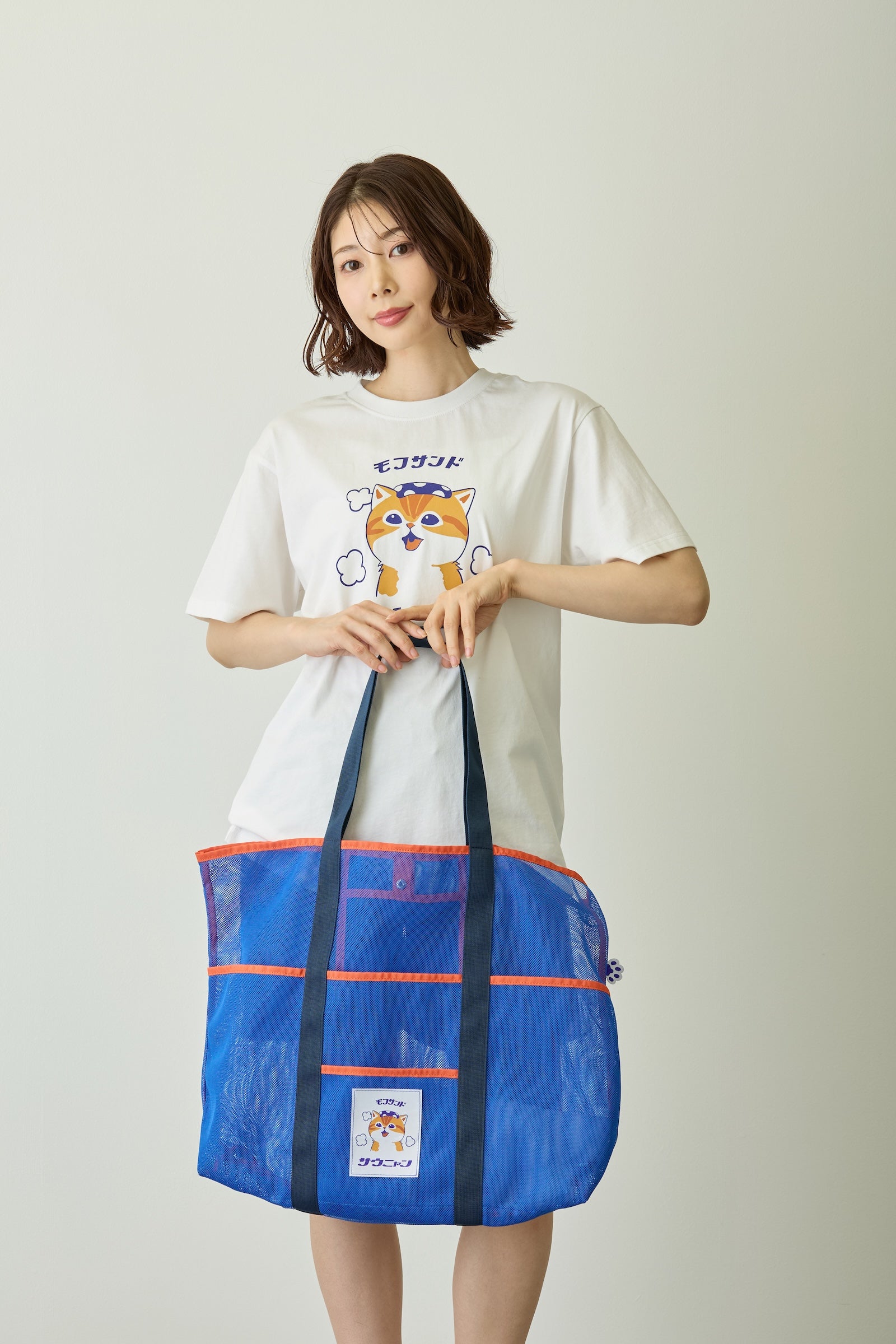 mofusand メッシュバッグ サウニャン ブルー ONE
