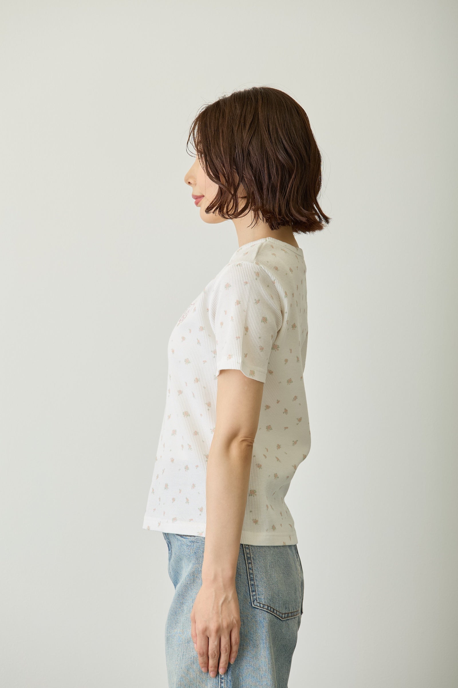 Lil ala mode  Tシャツ フラワー ムース ホワイト