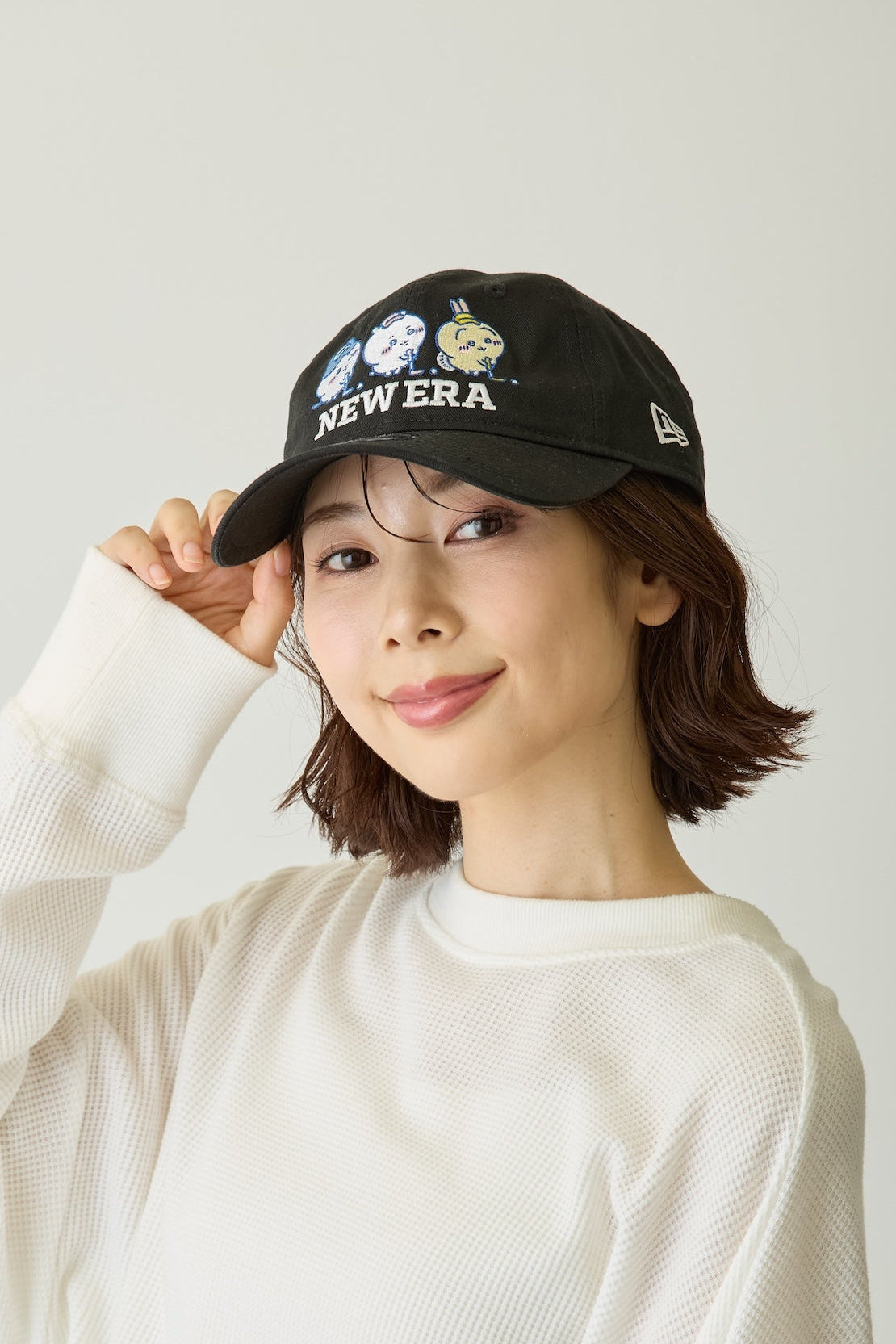 9TWENTY ロングバイザー ちいかわ / ちいかわ・ハチワレ・うさぎ ブラック | ゴルフ