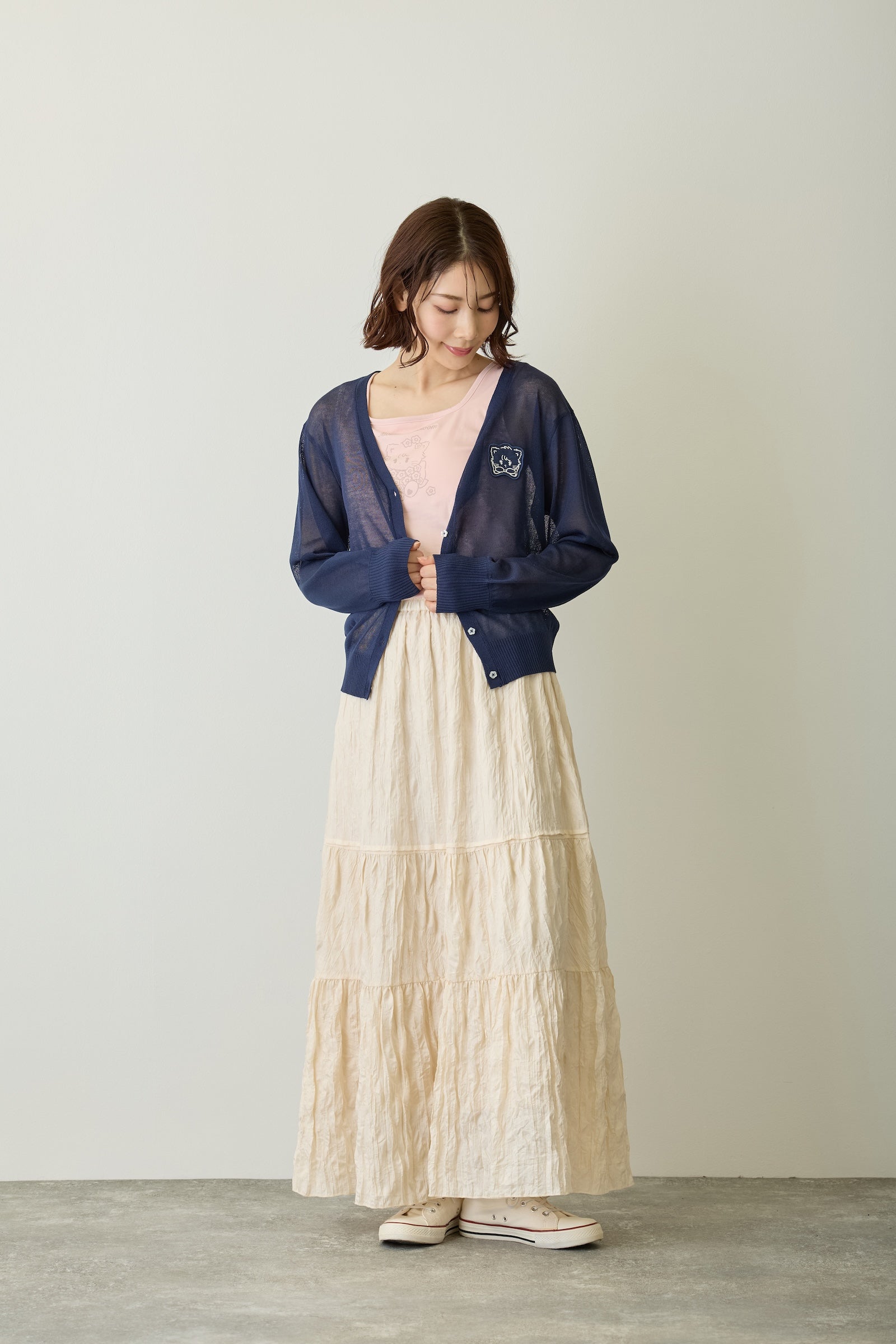 Lil ala mode カーディガン Bloom ムース ネイビー