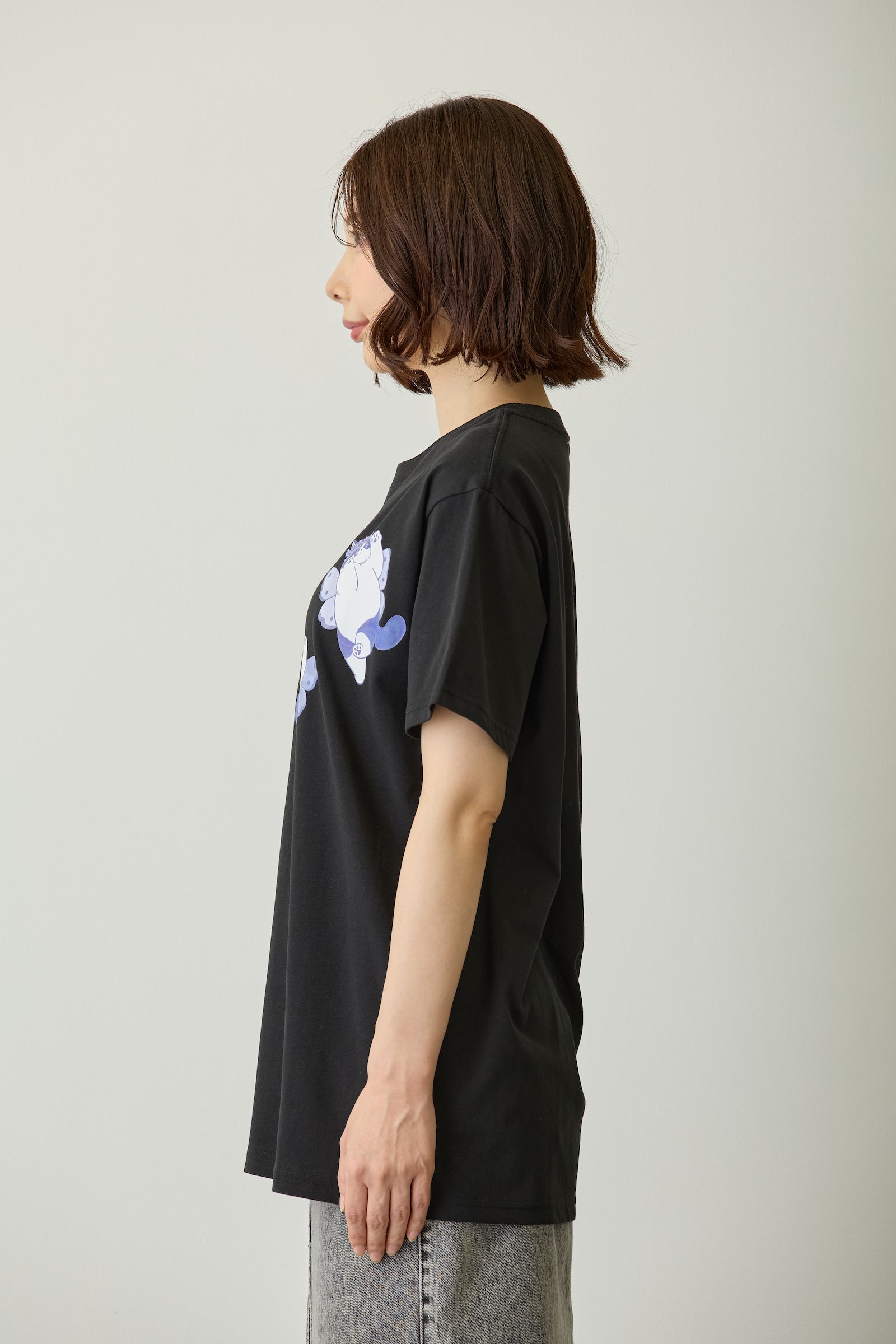 mofusand Tシャツ ちょうちょにゃん いろはねにゃん ブラック