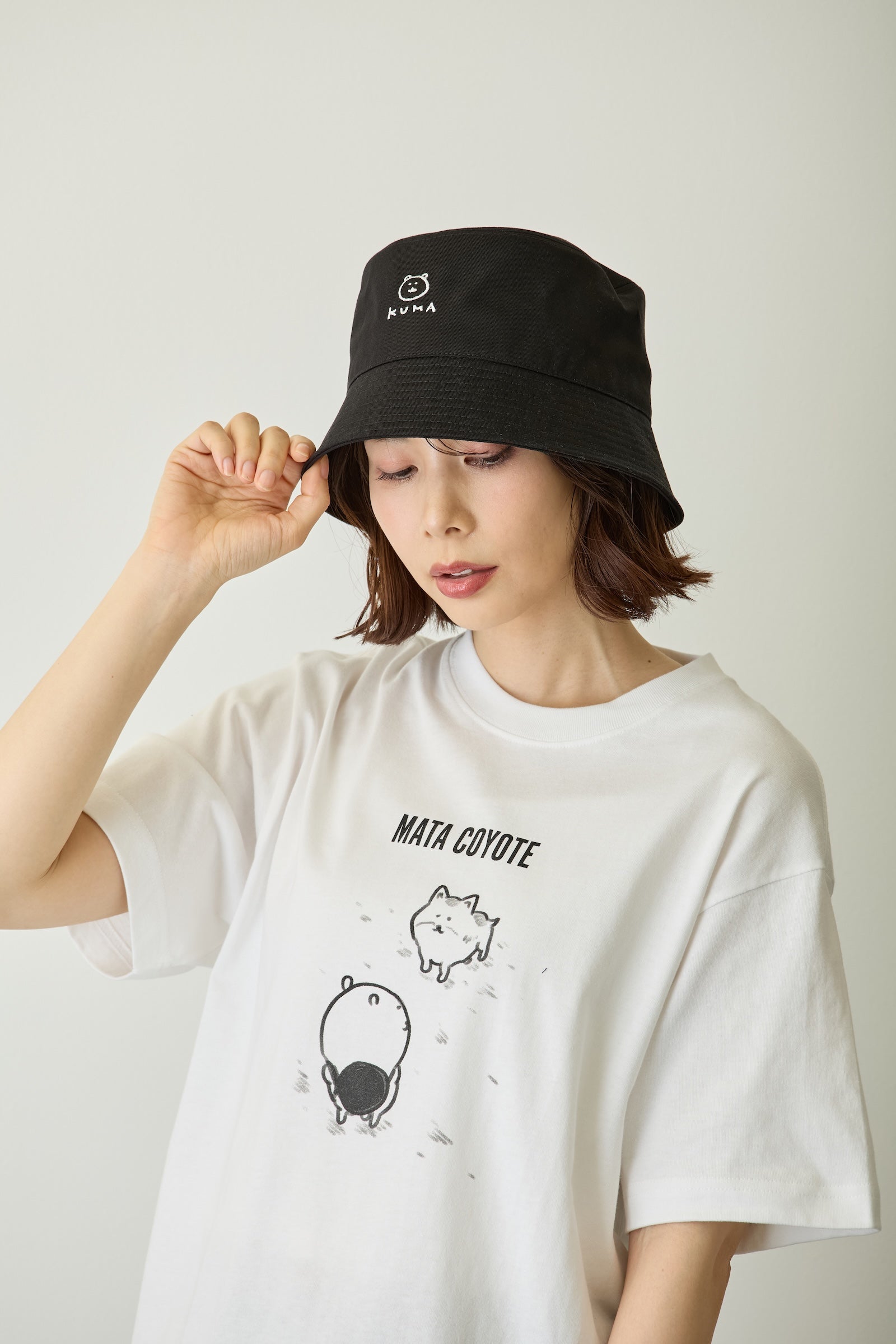 ナガノキャラクターズ バケットハット KUMA ブラック