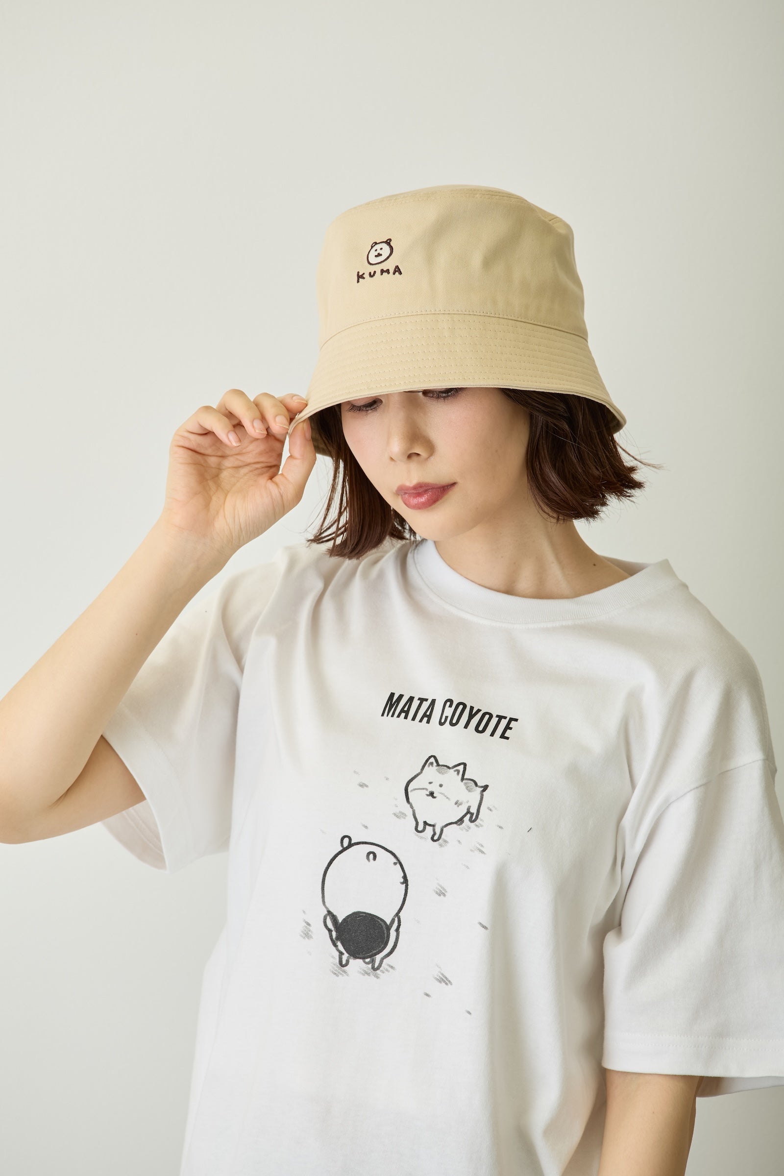 ナガノキャラクターズ バケットハット KUMA ベージュ