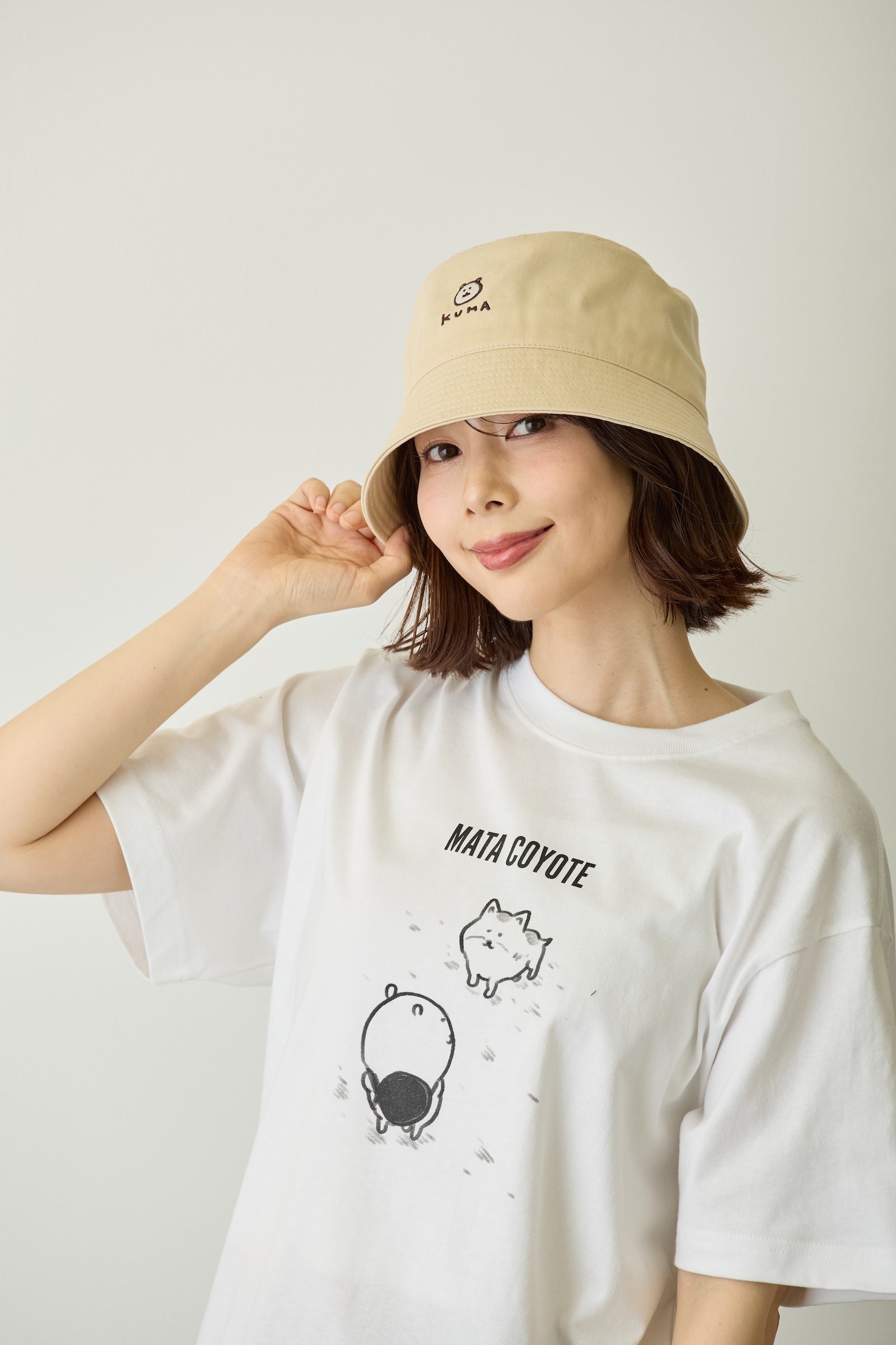 ナガノキャラクターズ バケットハット KUMA ベージュ