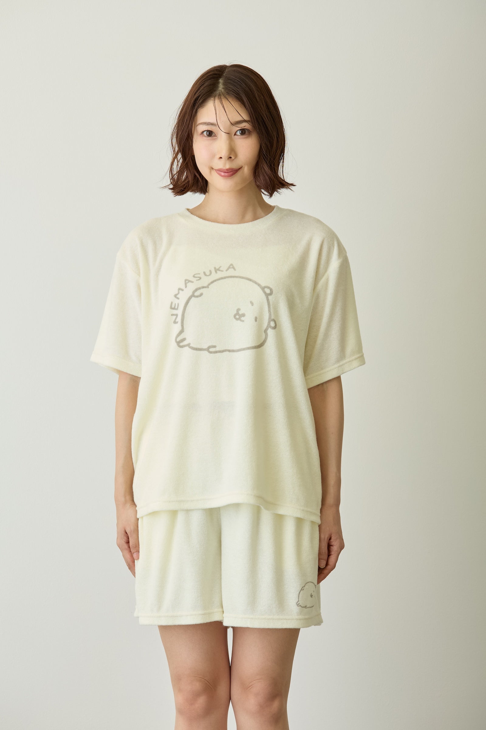 ナガノキャラクターズ ルームウェアセットアップ ねますか アイボリー