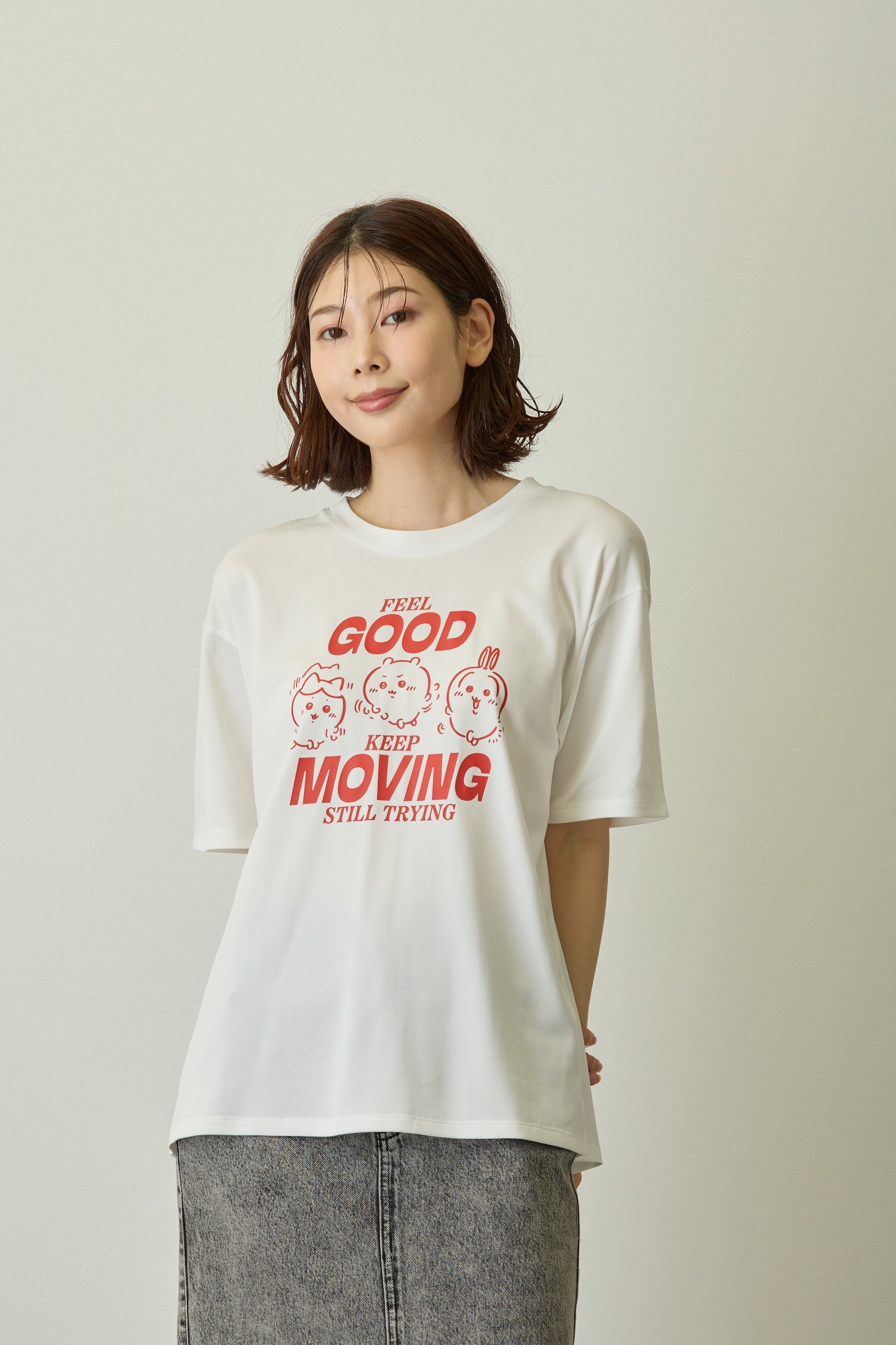 ちいかわ ドライTシャツ MOVE みんな ホワイト