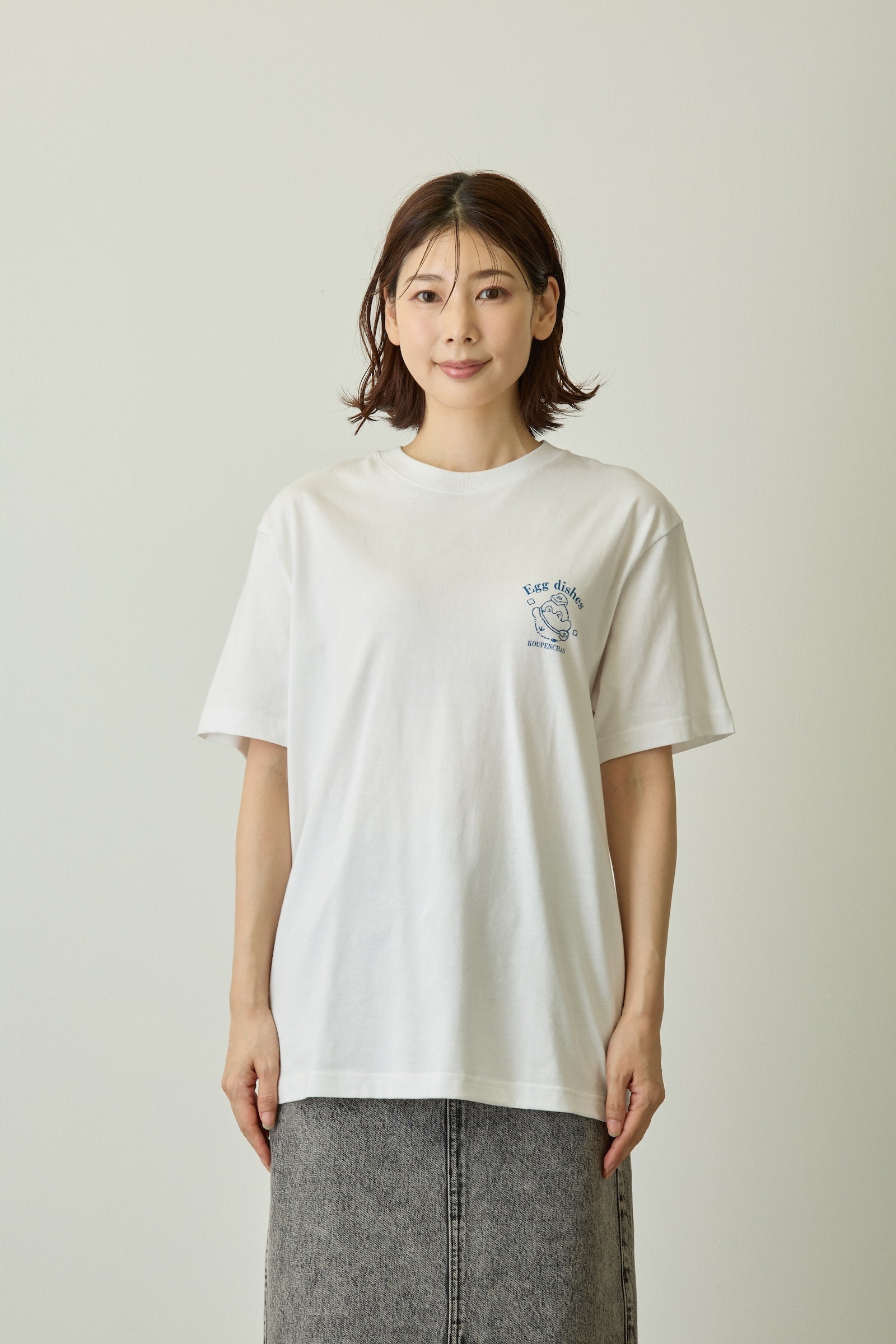 コウペンちゃん Tシャツ Egg dishes ホワイト