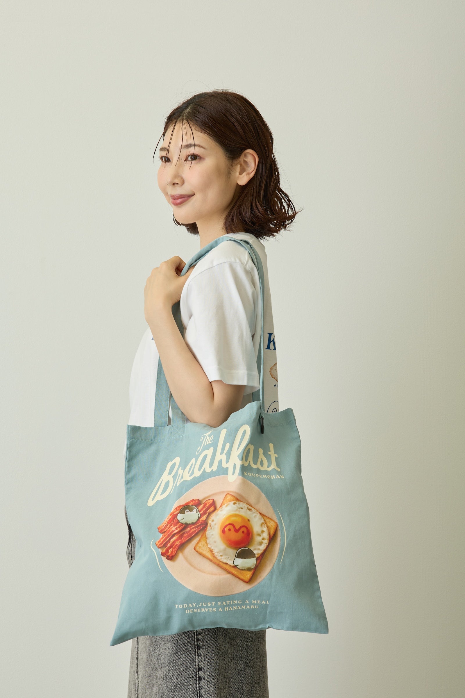 コウペンちゃん トートバッグ Breakfast ブルーグレー ONE