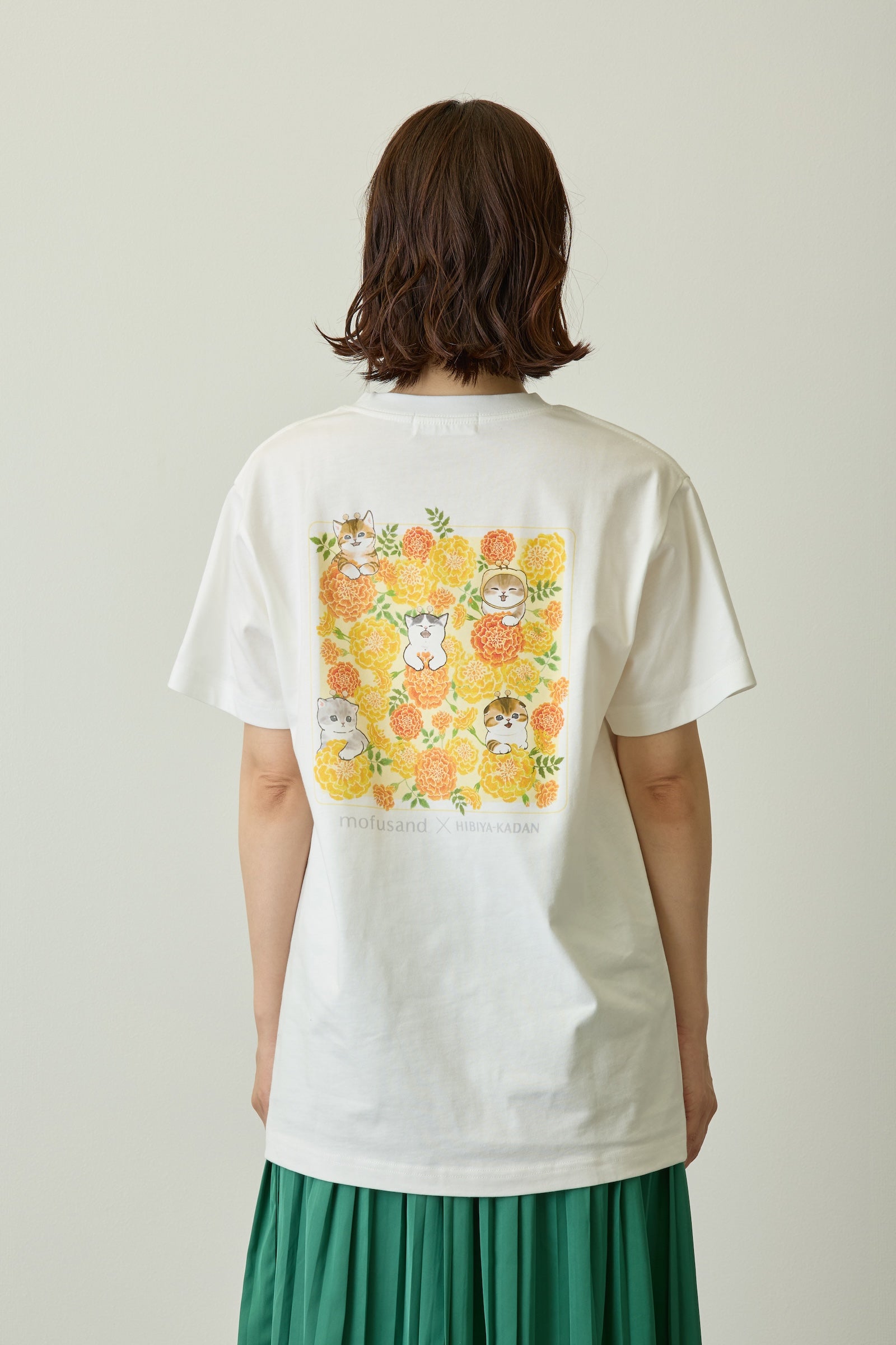 mofusand×日比谷花壇 Tシャツ マリーゴールド ホワイト