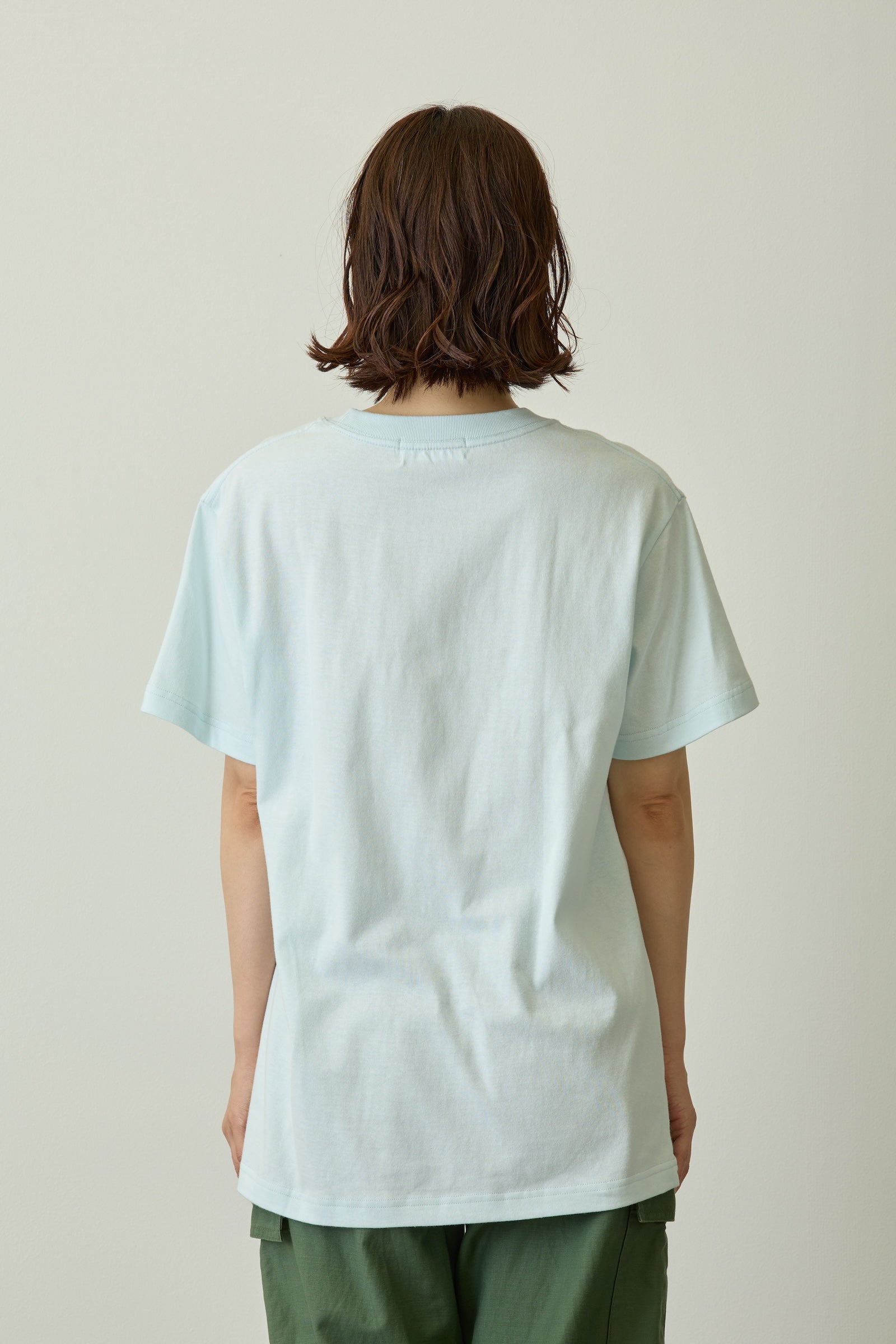 mofusand×日比谷花壇 Tシャツ ボタニカル ペールブルー