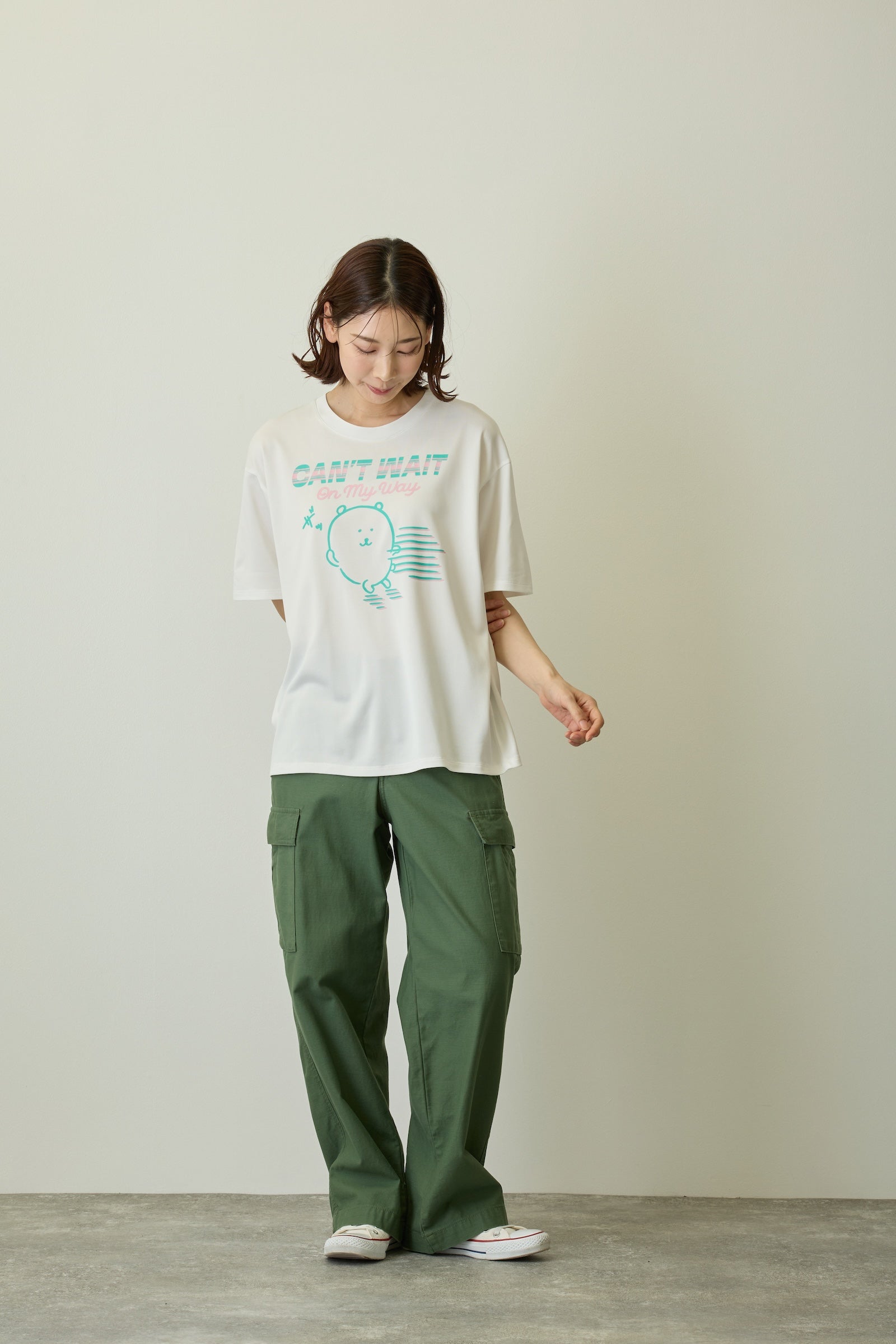 ナガノキャラクターズ ドライTシャツ CAN’T WAIT くま ホワイト