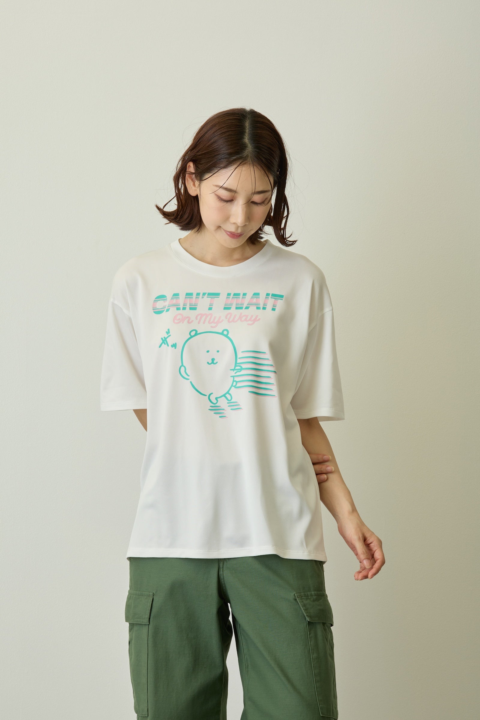ナガノキャラクターズ ドライTシャツ CAN’T WAIT くま ホワイト