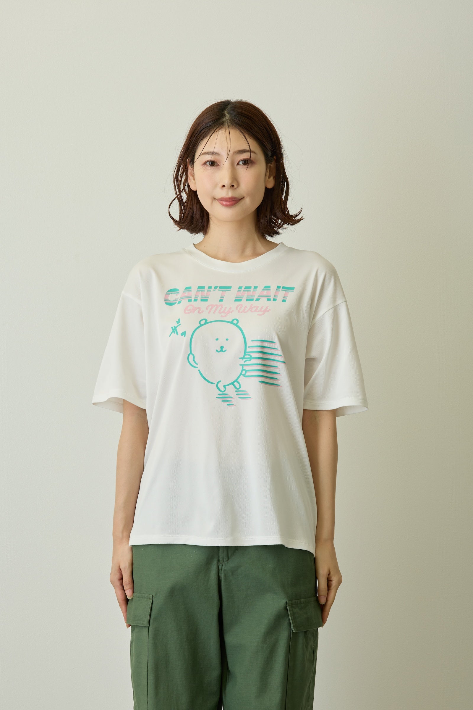 ナガノキャラクターズ ドライTシャツ CAN’T WAIT くま ホワイト