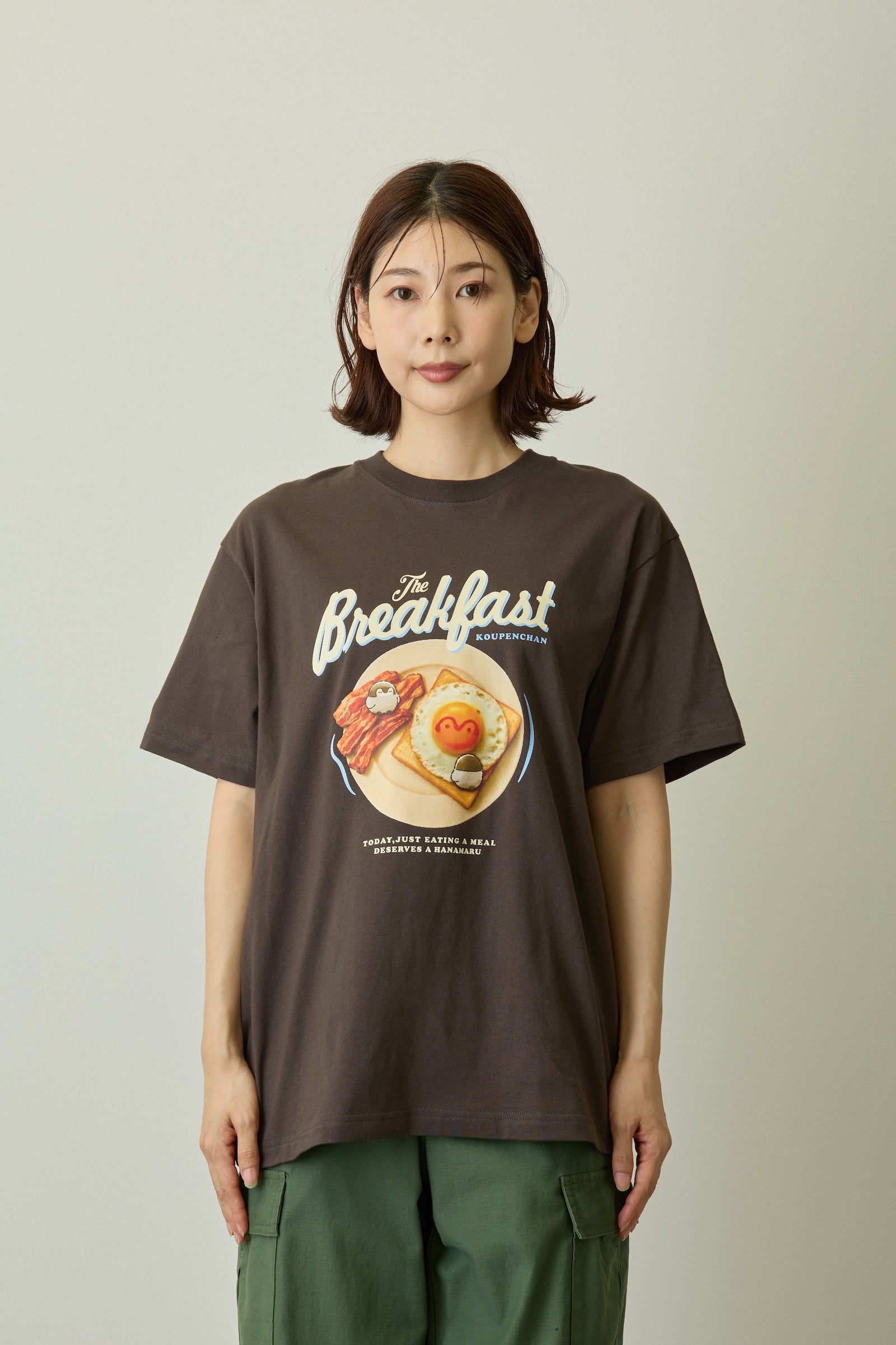 コウペンちゃん Tシャツ Breakfast スミ