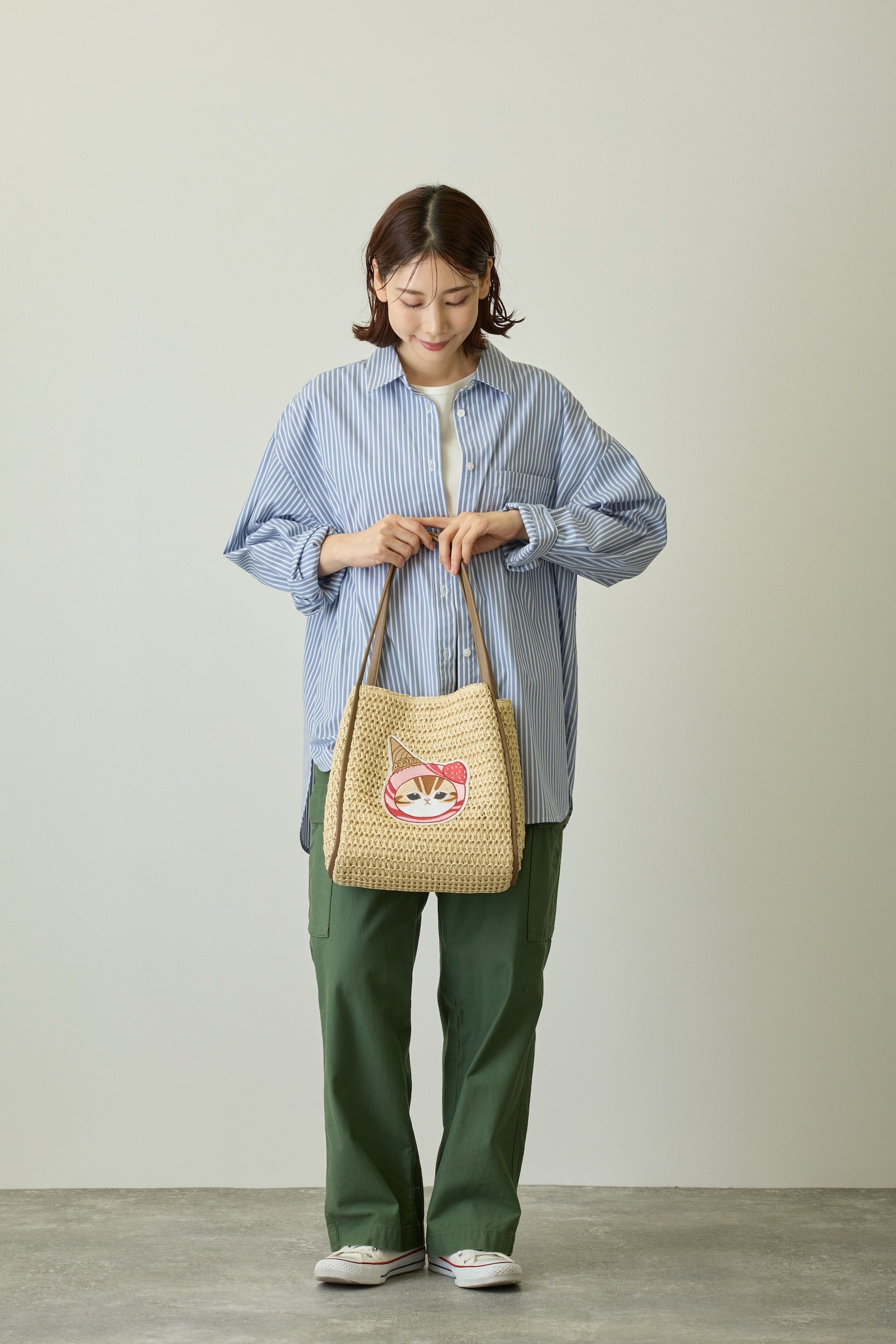 mofusand かごバッグ ストロベリー ナチュラル