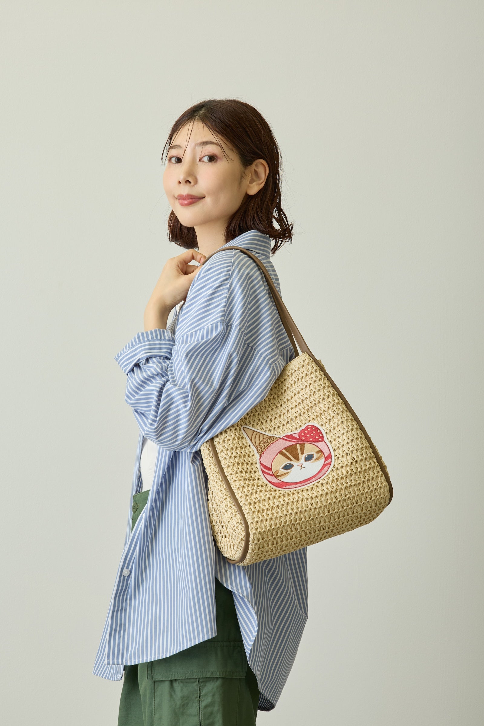 mofusand かごバッグ ストロベリー ナチュラル