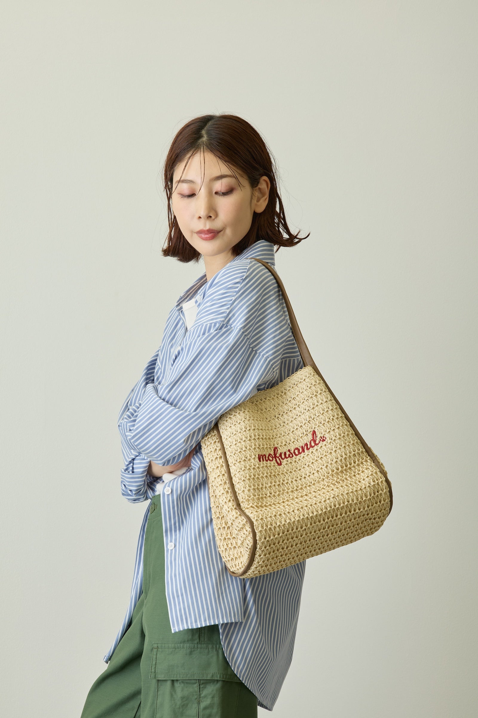 mofusand かごバッグ ストロベリー ナチュラル