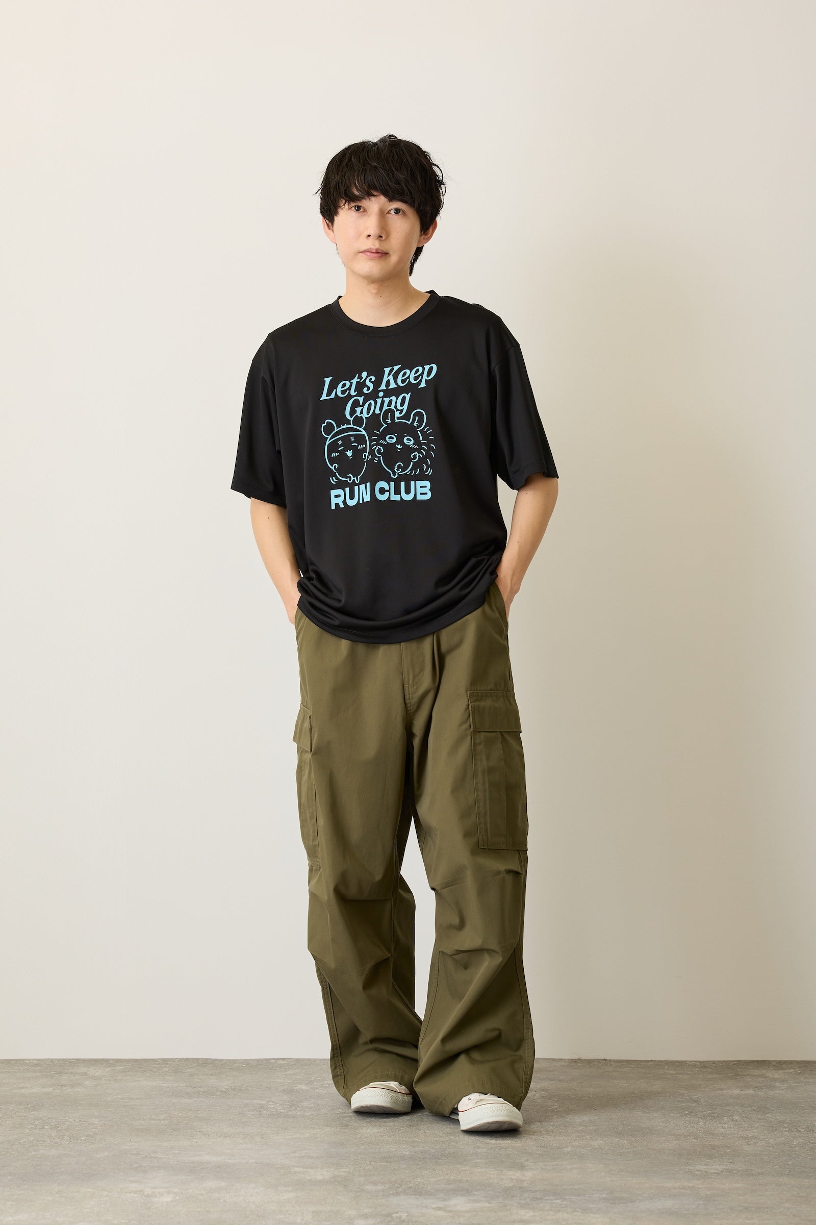 ちいかわ ドライTシャツ RUN モモンガ古本屋 ブラック