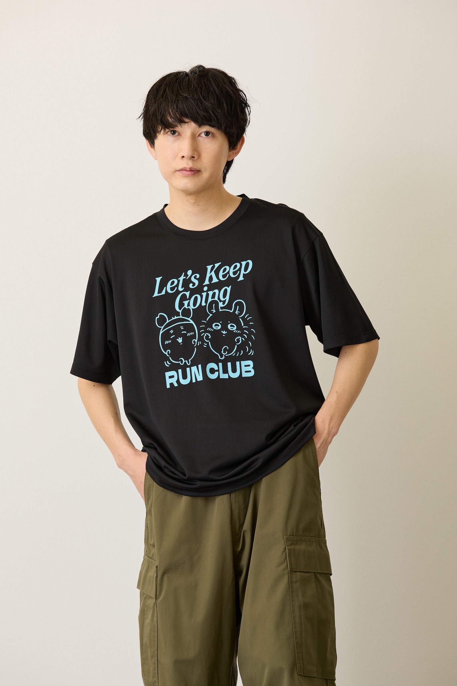 ちいかわ ドライTシャツ RUN モモンガ古本屋 ブラック