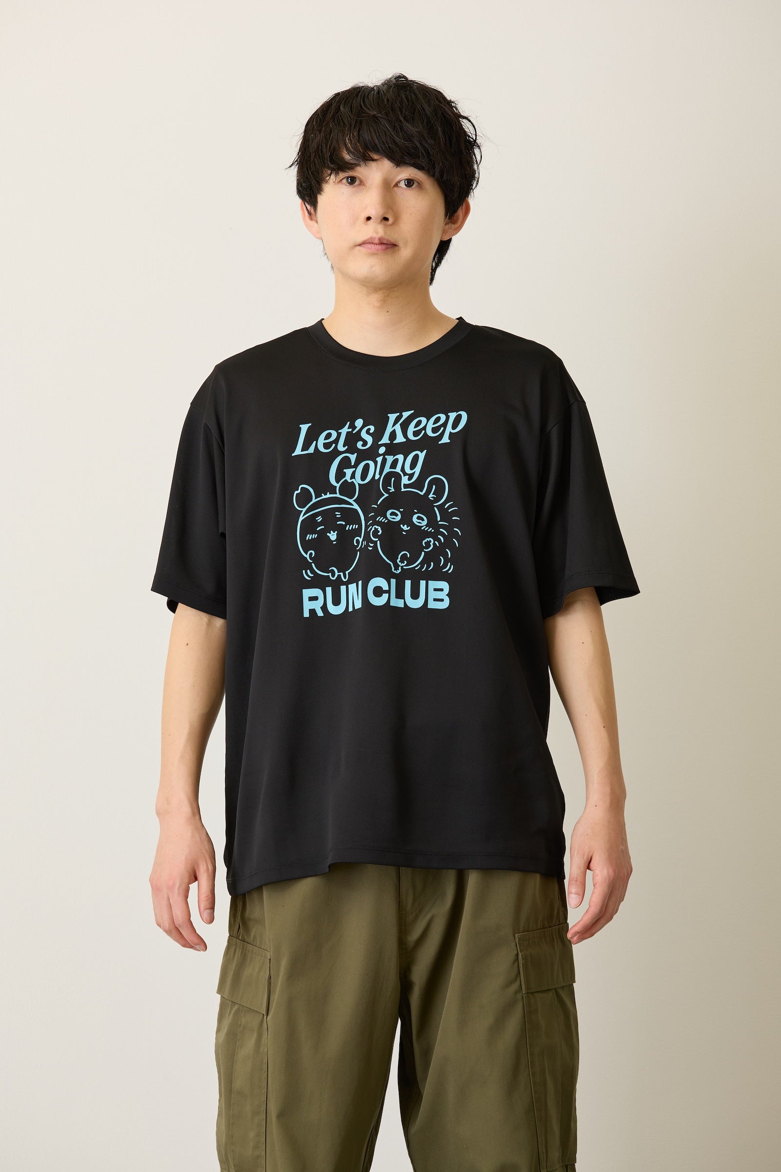 ちいかわ ドライTシャツ RUN モモンガ古本屋 ブラック
