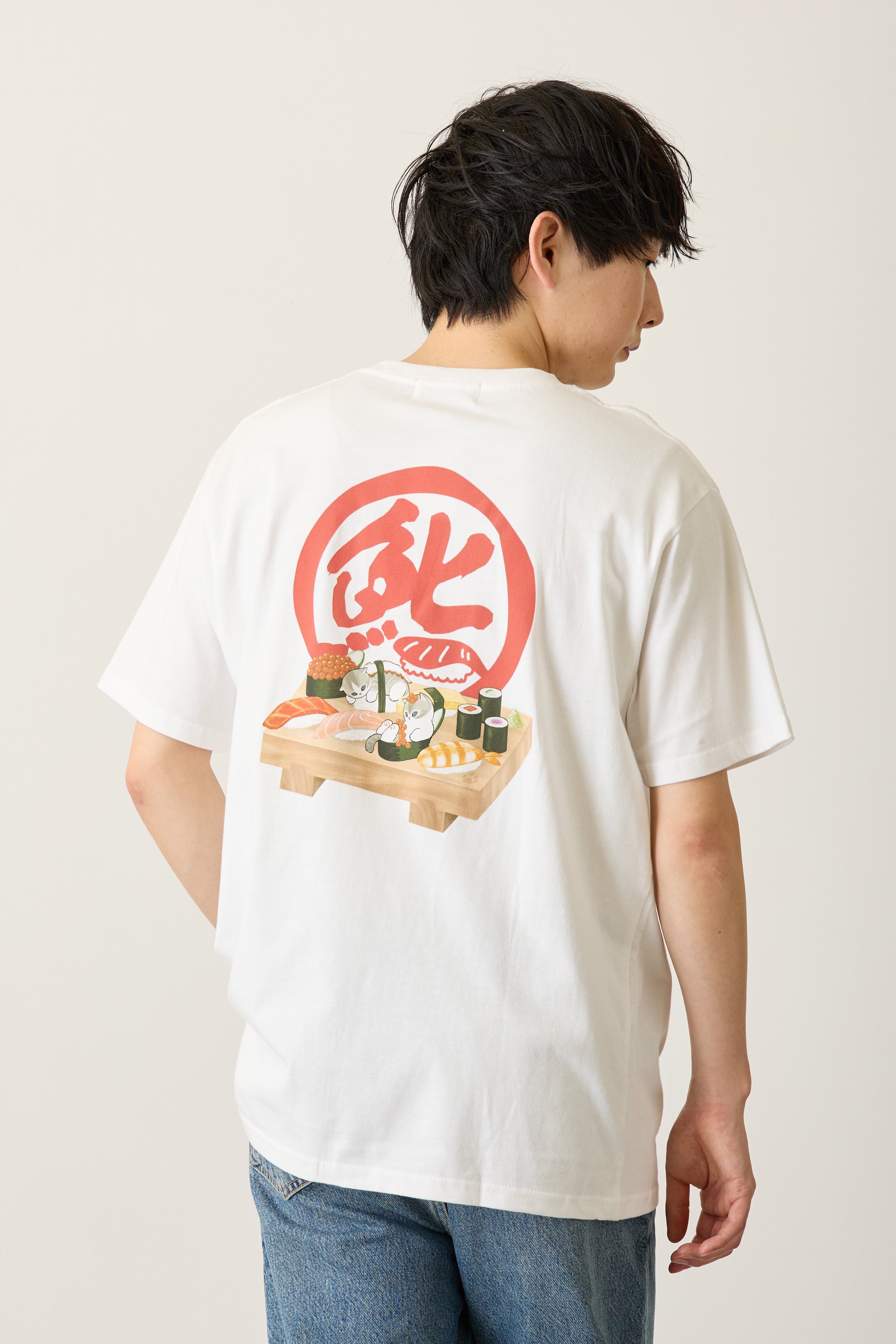 mofusand お寿司 Tシャツ 寿司下駄 ホワイト