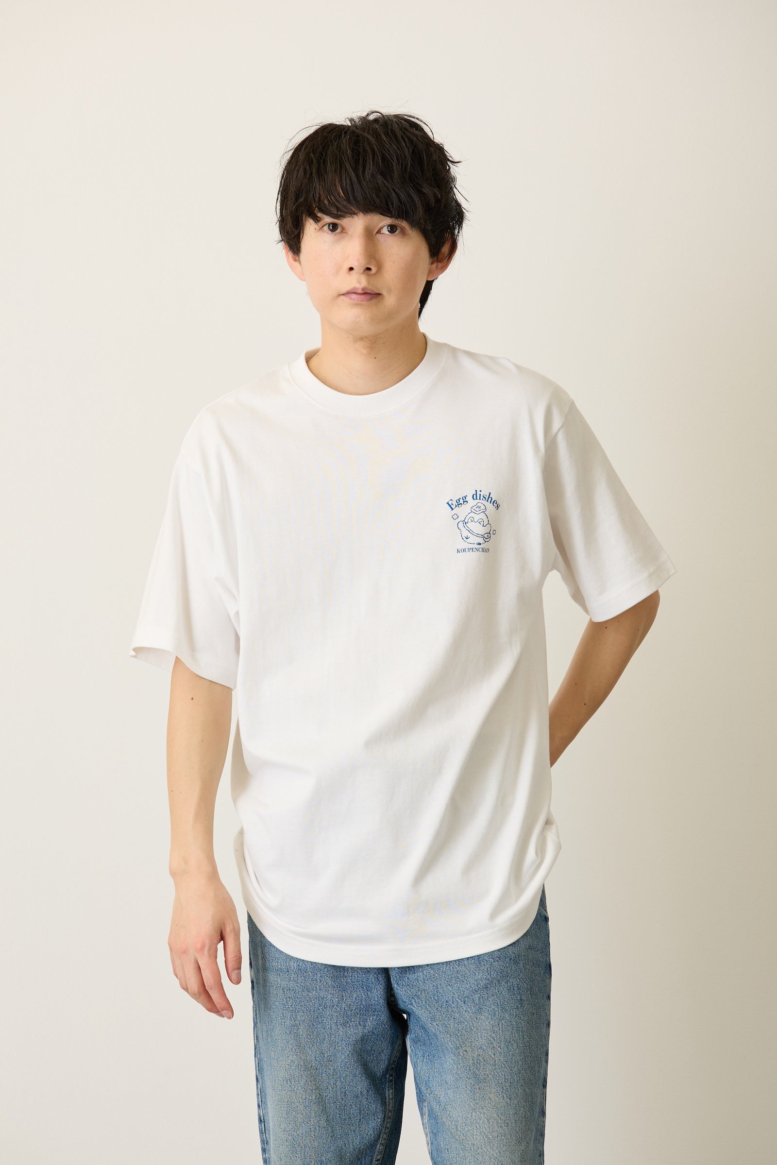 コウペンちゃん Tシャツ Egg dishes ホワイト