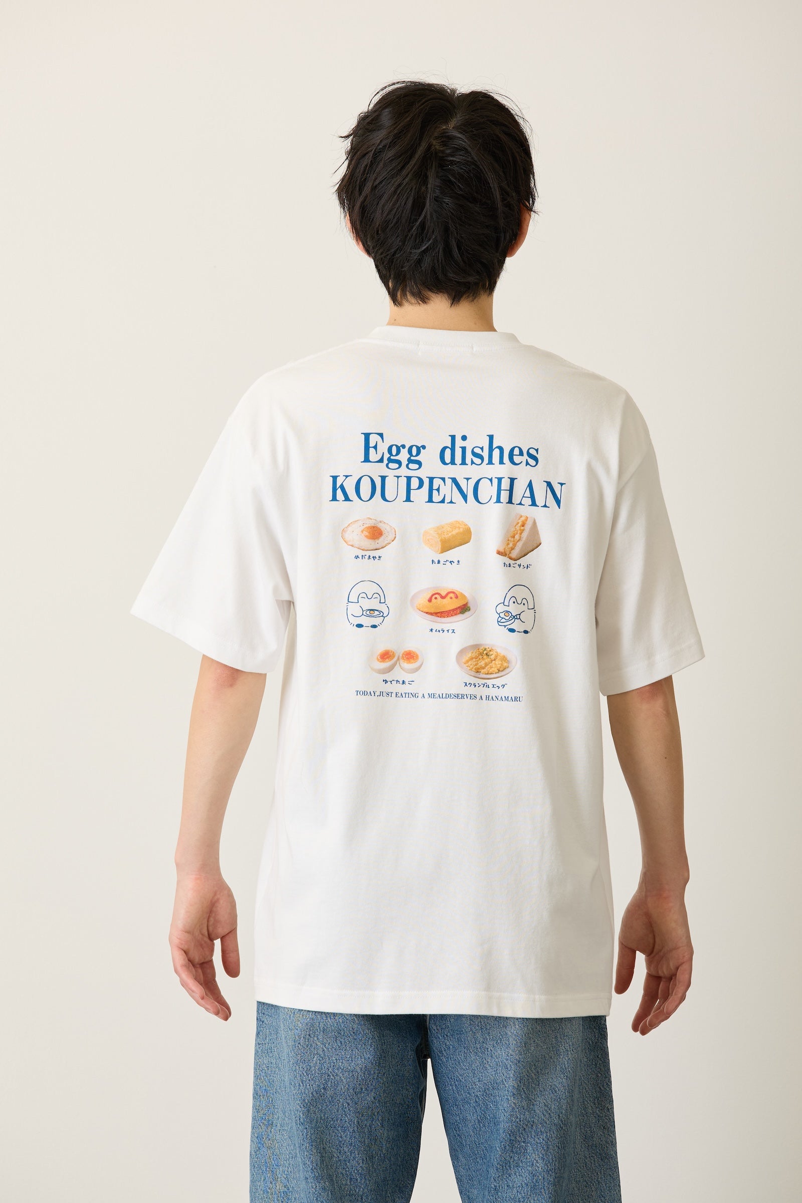 コウペンちゃん Tシャツ Egg dishes ホワイト