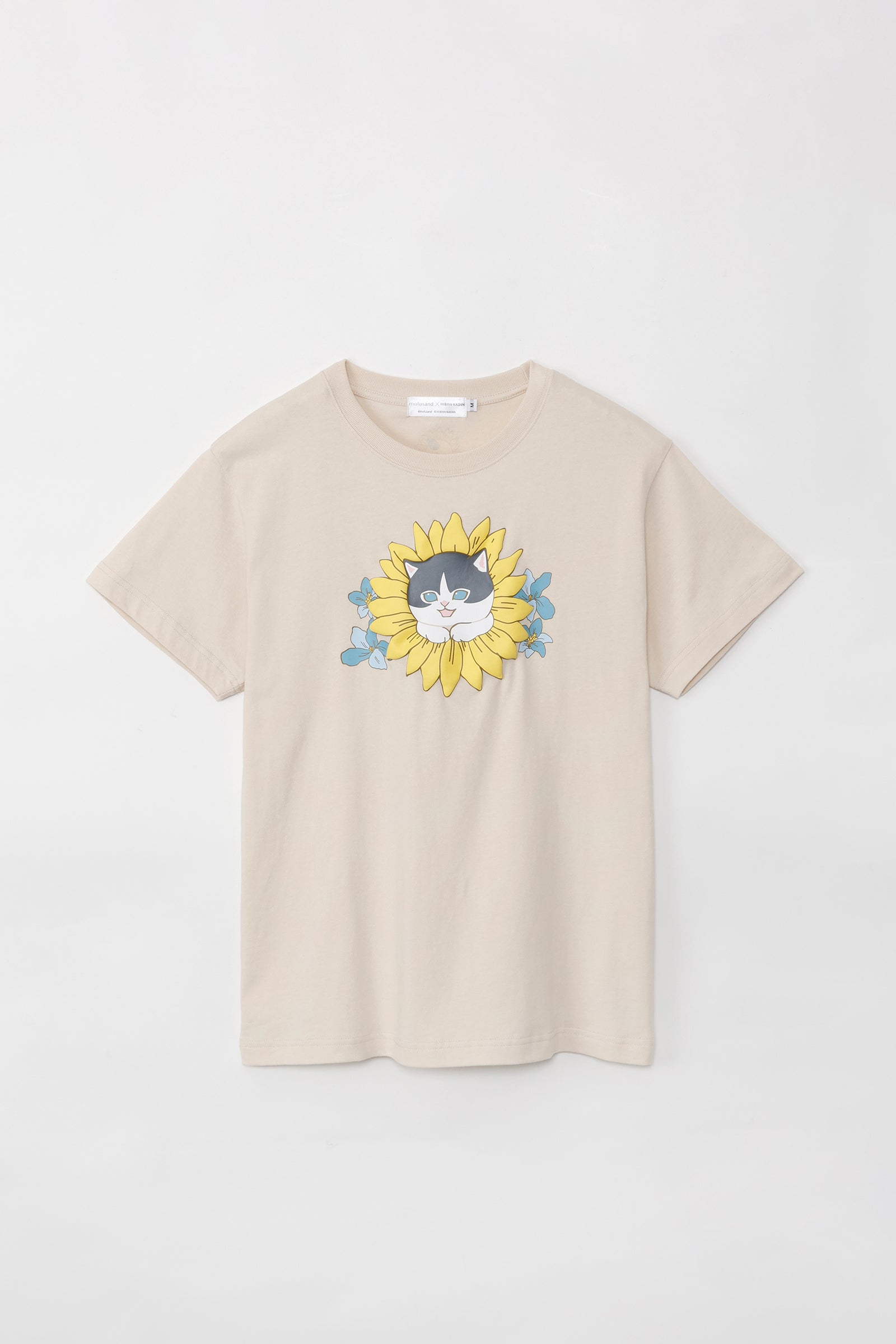 mofusand×日比谷花壇 Tシャツ サンフラワー ナチュラル