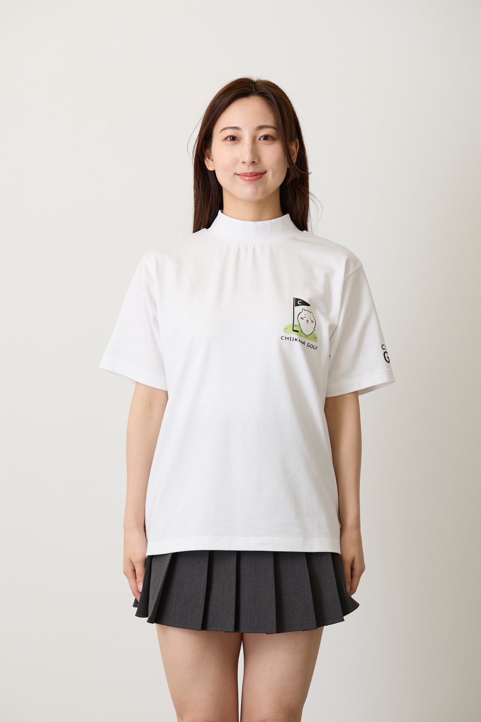 ちいかわGOLF モックネックTシャツ ちいかわグリーン ホワイト