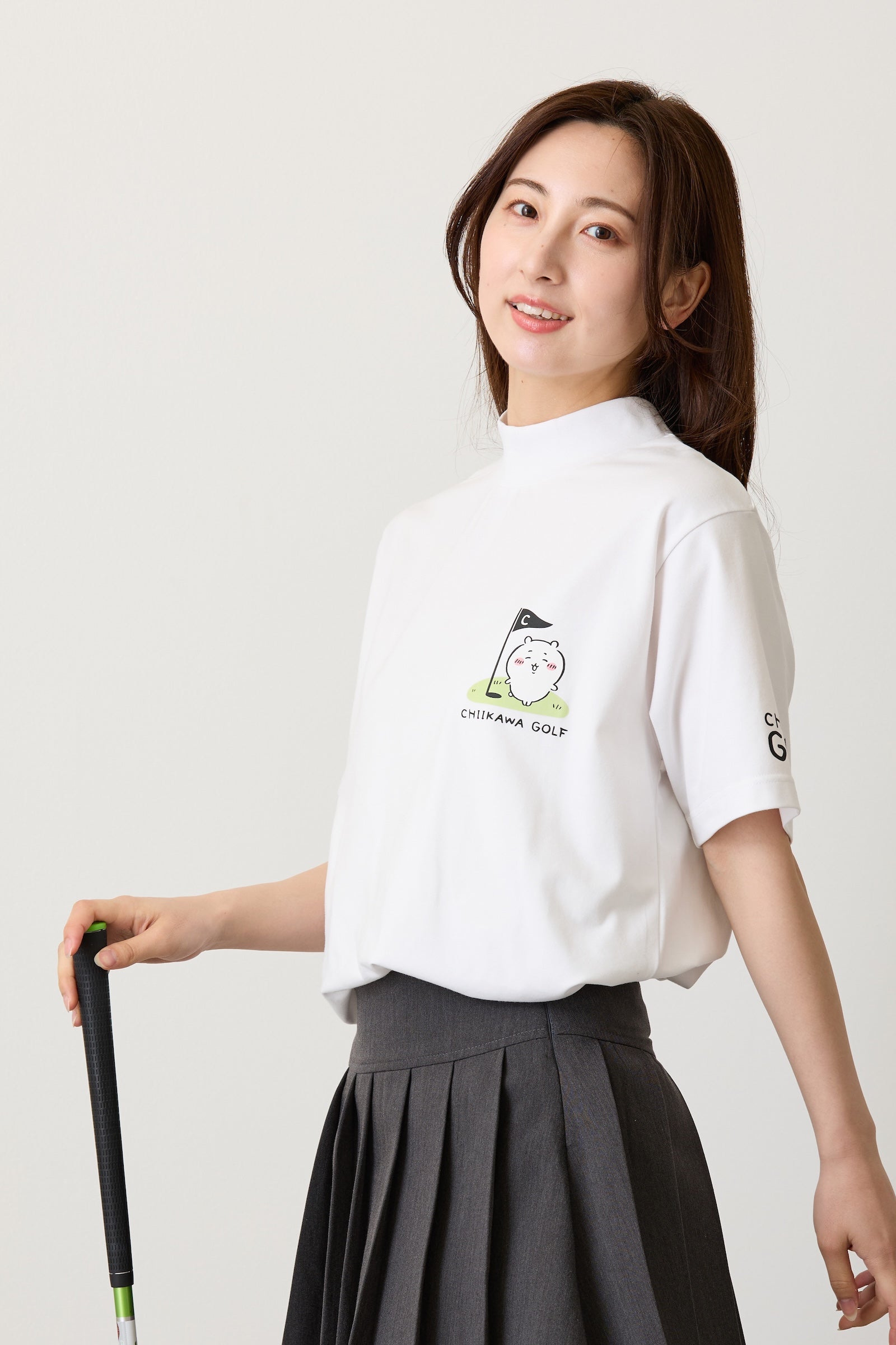 ちいかわGOLF モックネックTシャツ ちいかわグリーン ホワイト