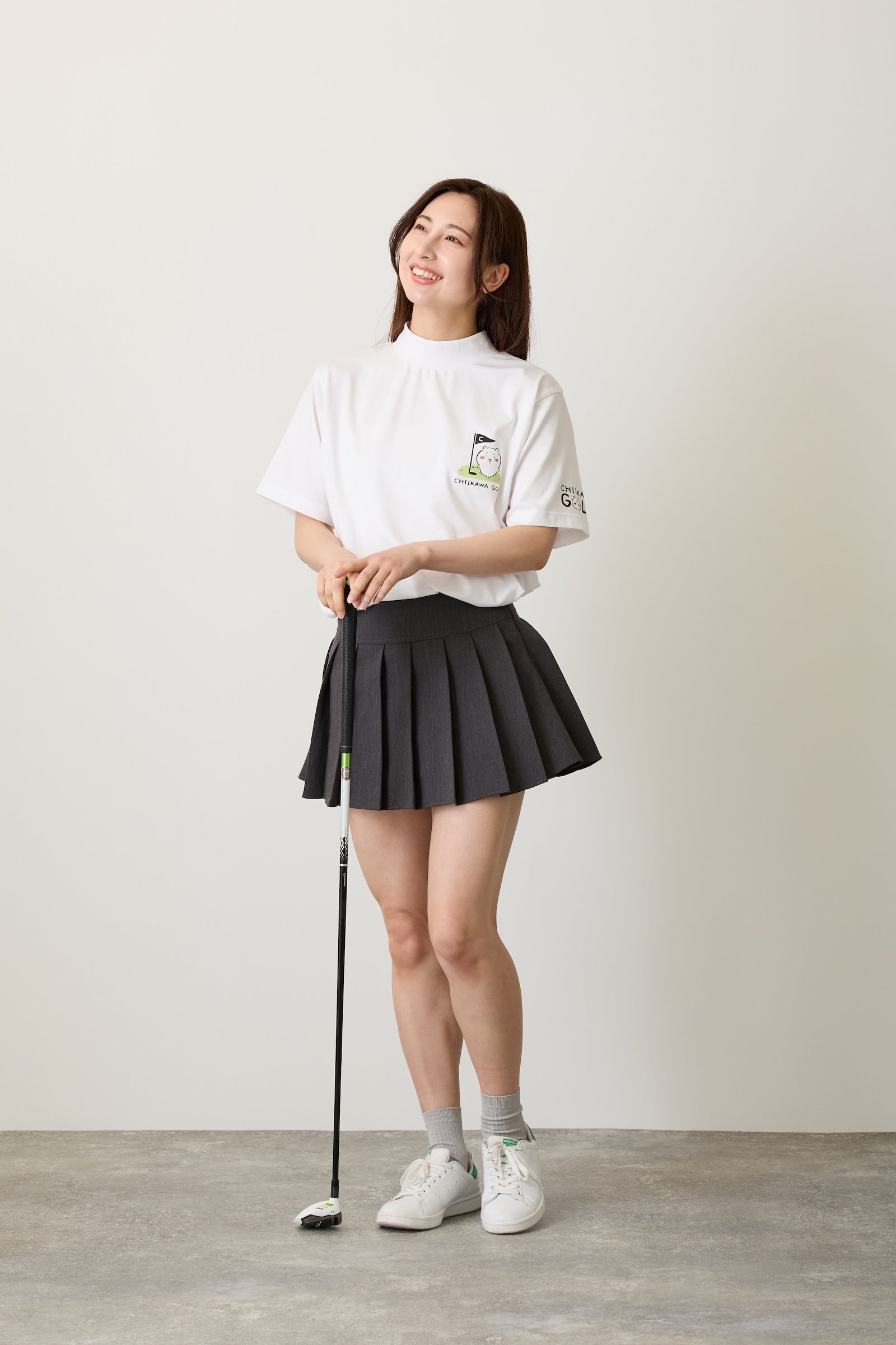 ちいかわGOLF モックネックTシャツ ちいかわグリーン ホワイト