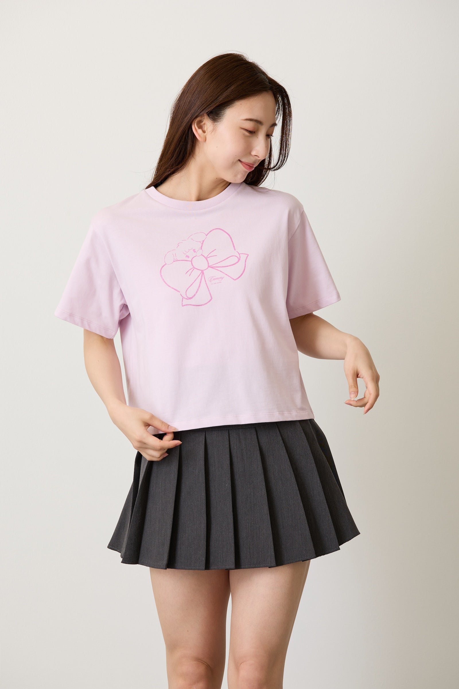 Lil ala mode Tシャツ RIBBON CAMMY ピンク